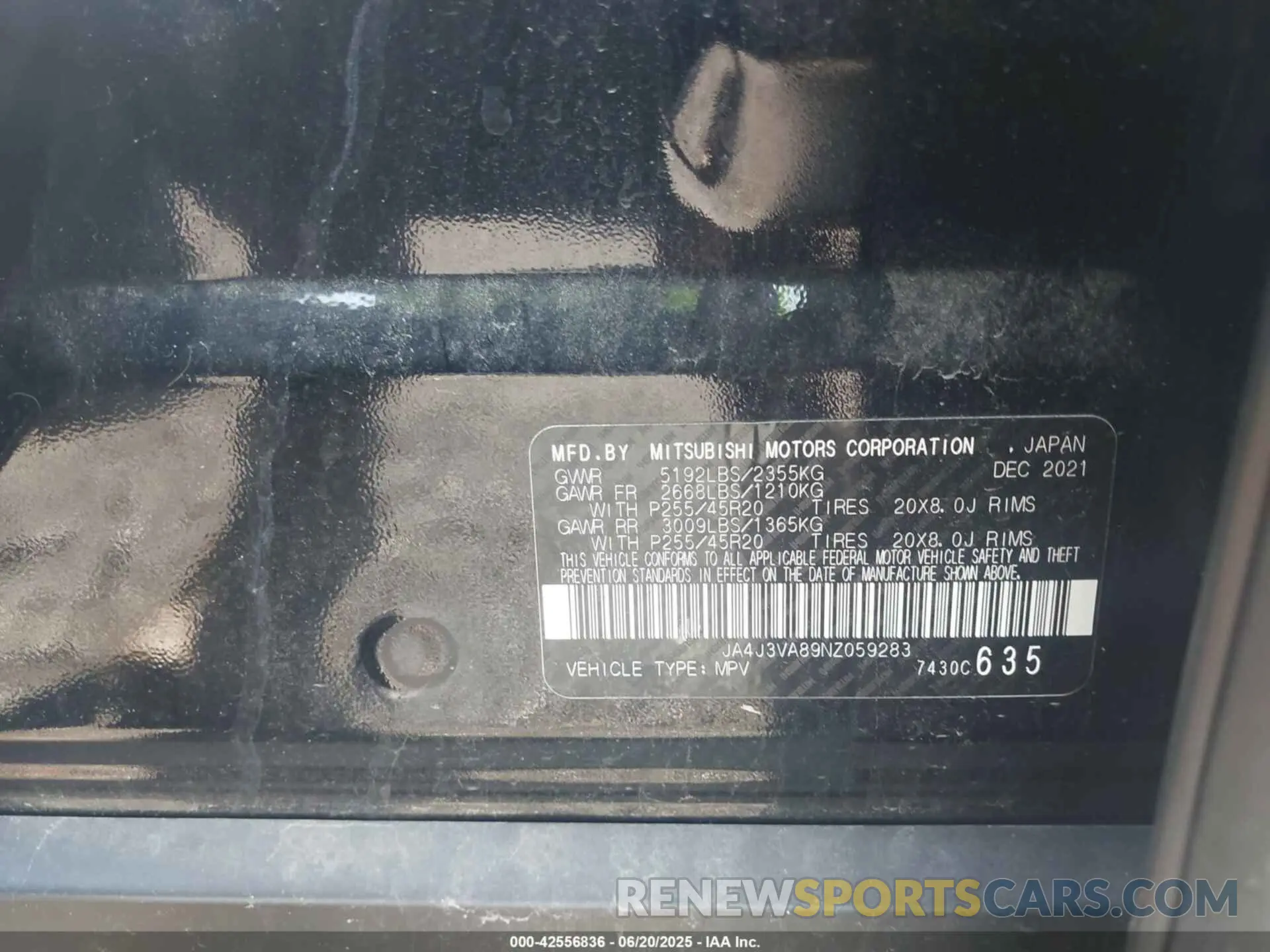 9 Фотография поврежденного автомобиля JA4J3VA89NZ059283 MITSUBISHI OUTLANDER 2022