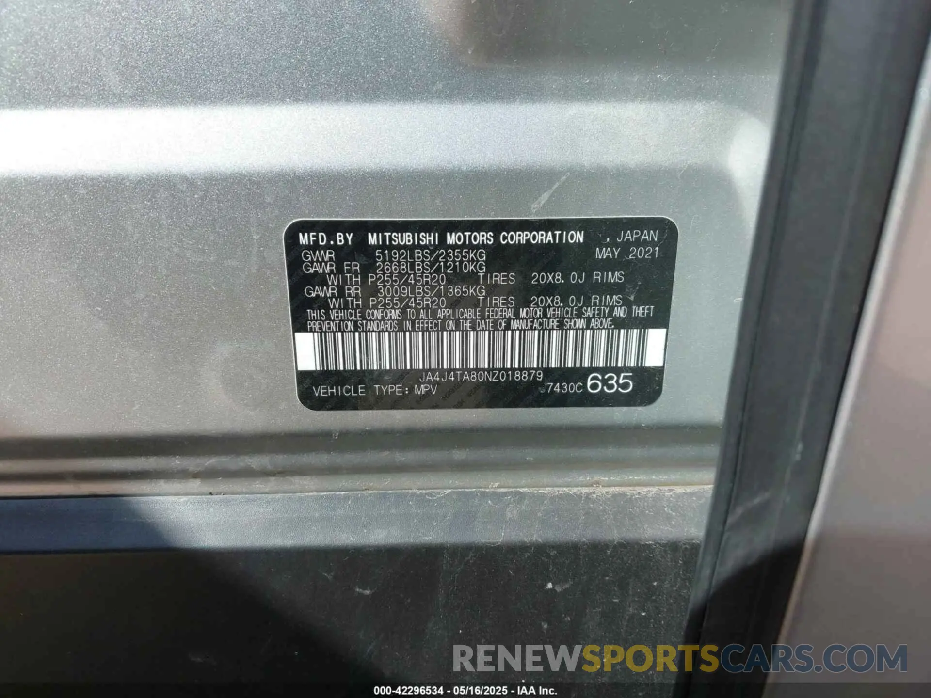 9 Photograph of a damaged car JA4J4TA80NZ018879 MITSUBISHI OUTLANDER 2022