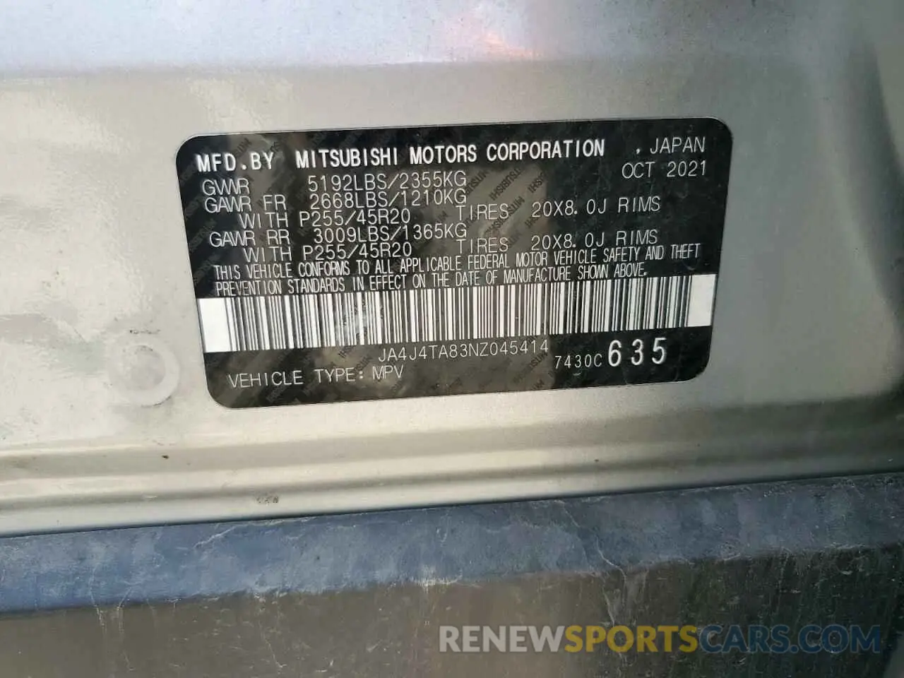 13 Фотография поврежденного автомобиля JA4J4TA83NZ045414 MITSUBISHI OUTLANDER 2022