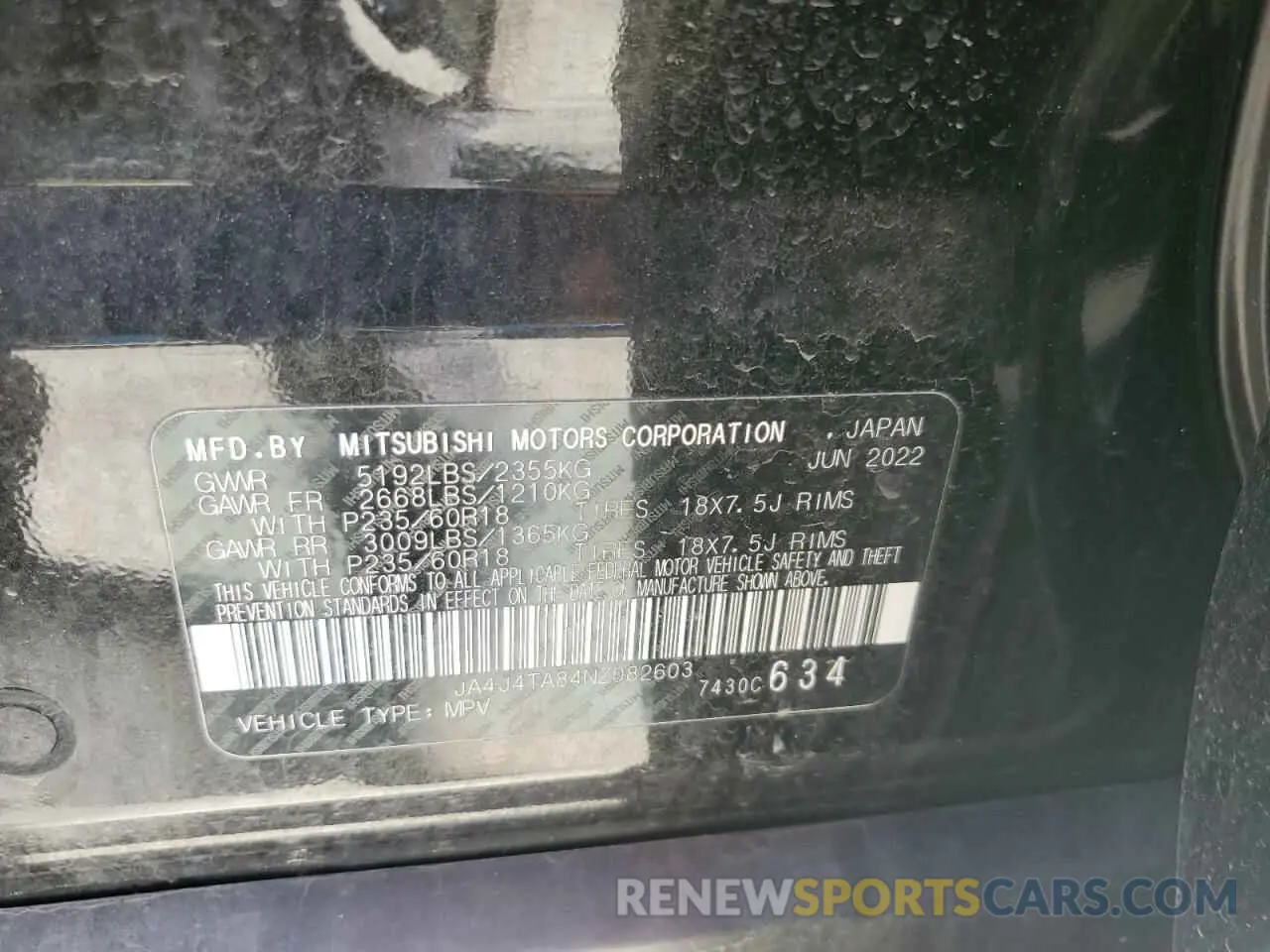 13 Фотография поврежденного автомобиля JA4J4TA84NZ082603 MITSUBISHI OUTLANDER 2022