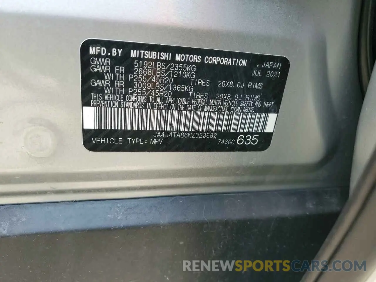 14 Photograph of a damaged car JA4J4TA86NZ023682 MITSUBISHI OUTLANDER 2022
