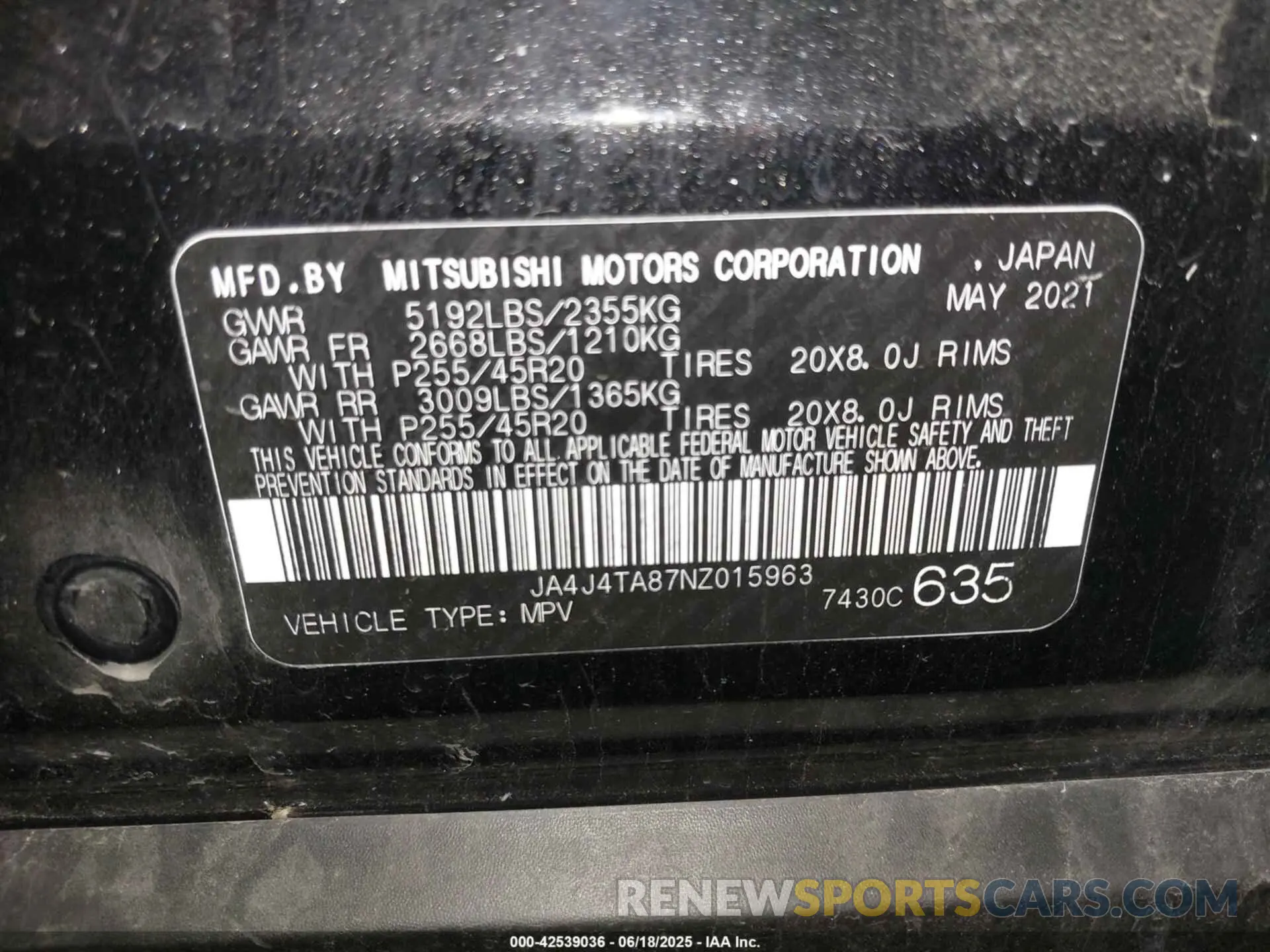 9 Photograph of a damaged car JA4J4TA87NZ015963 MITSUBISHI OUTLANDER 2022