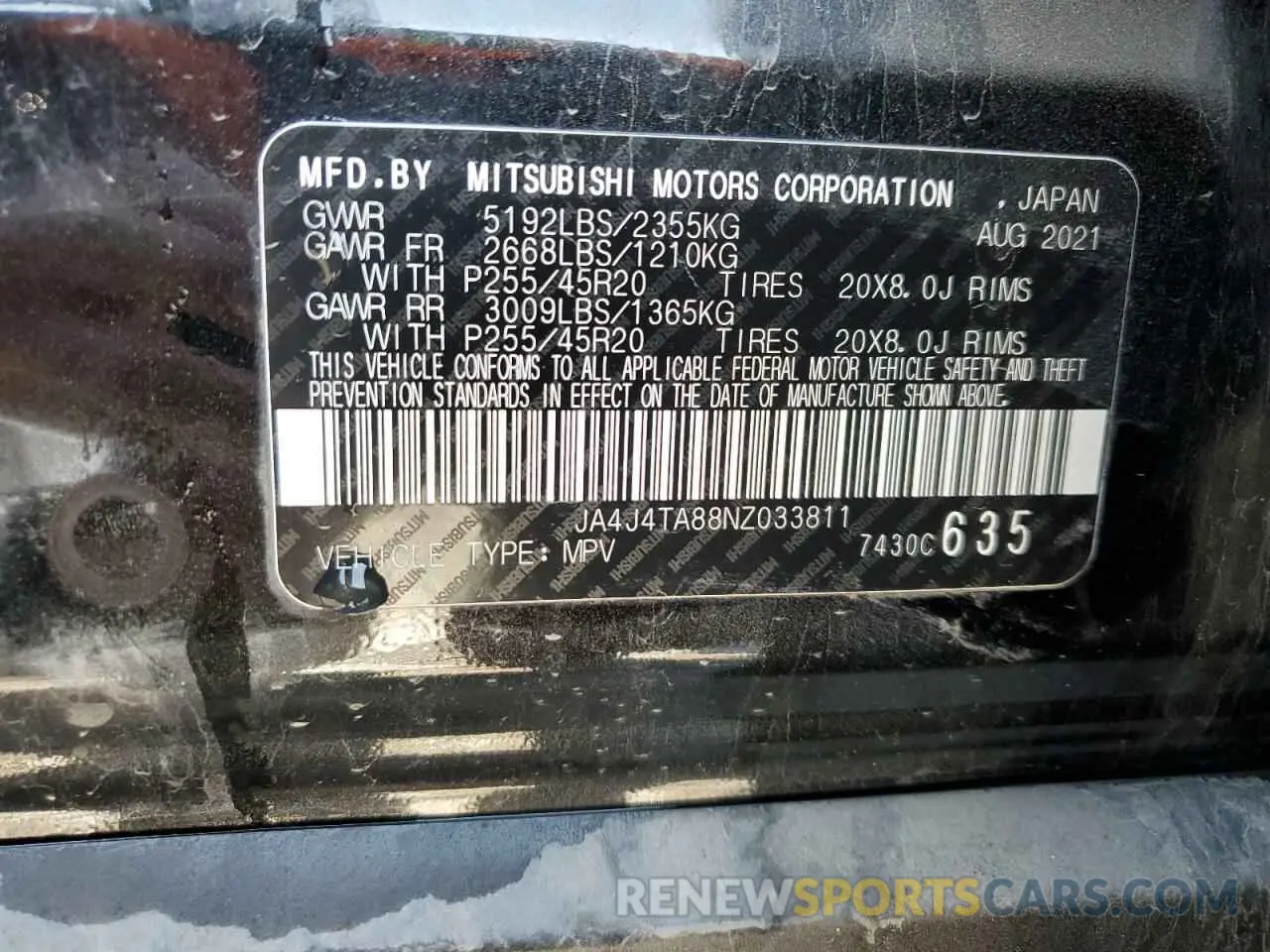 13 Фотография поврежденного автомобиля JA4J4TA88NZ033811 MITSUBISHI OUTLANDER 2022