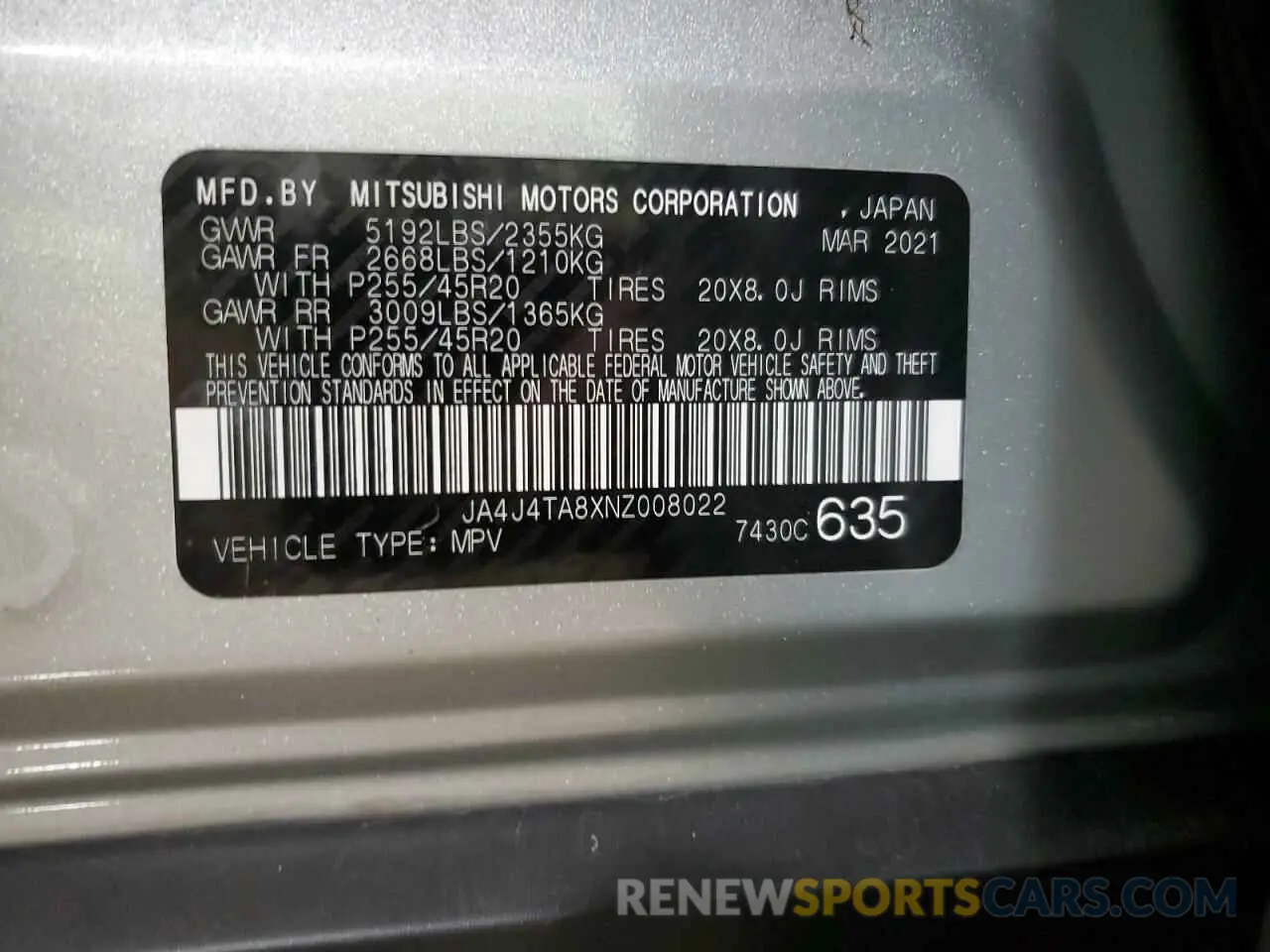 13 Фотография поврежденного автомобиля JA4J4TA8XNZ008022 MITSUBISHI OUTLANDER 2022