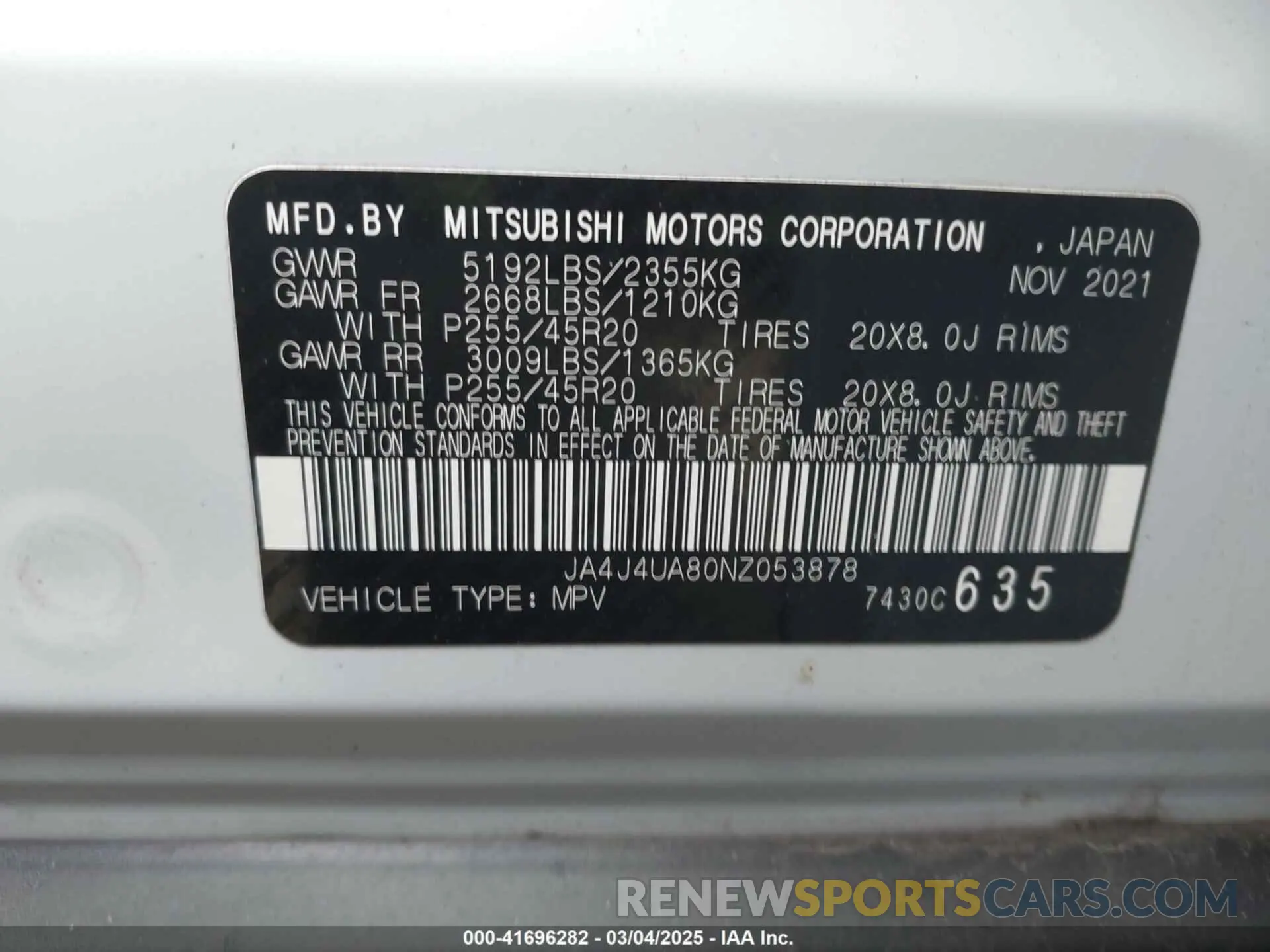 9 Фотография поврежденного автомобиля JA4J4UA80NZ053878 MITSUBISHI OUTLANDER 2022