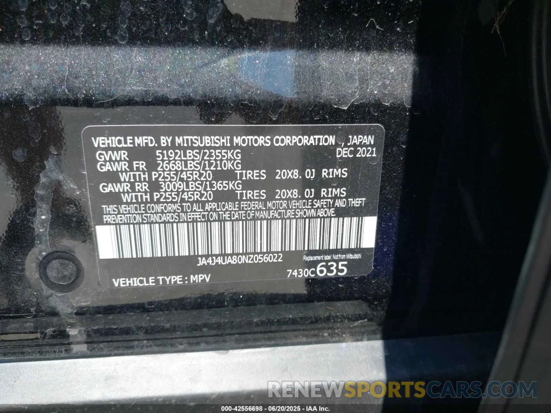 9 Фотография поврежденного автомобиля JA4J4UA80NZ056022 MITSUBISHI OUTLANDER 2022