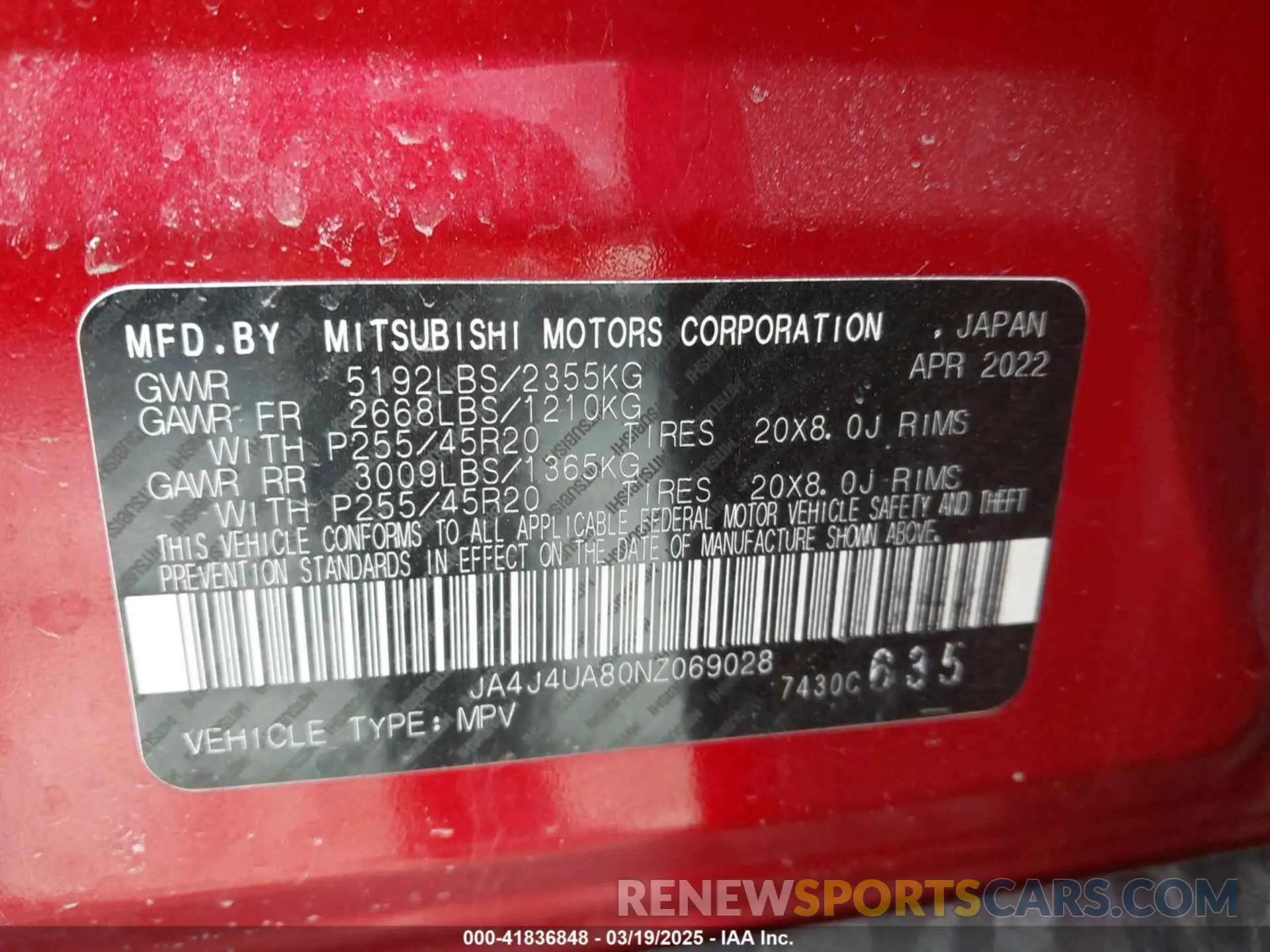 9 Фотография поврежденного автомобиля JA4J4UA80NZ069028 MITSUBISHI OUTLANDER 2022