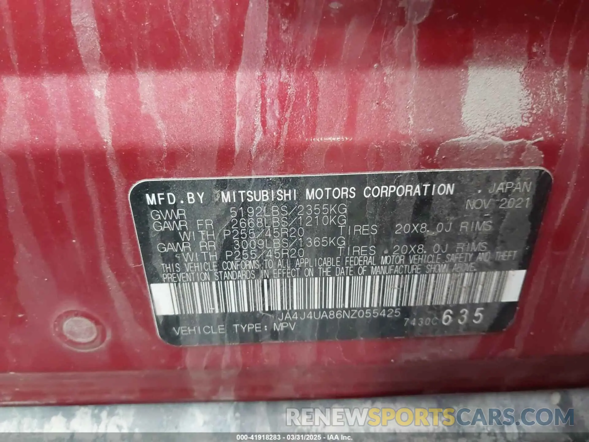 9 Фотография поврежденного автомобиля JA4J4UA86NZ055425 MITSUBISHI OUTLANDER 2022