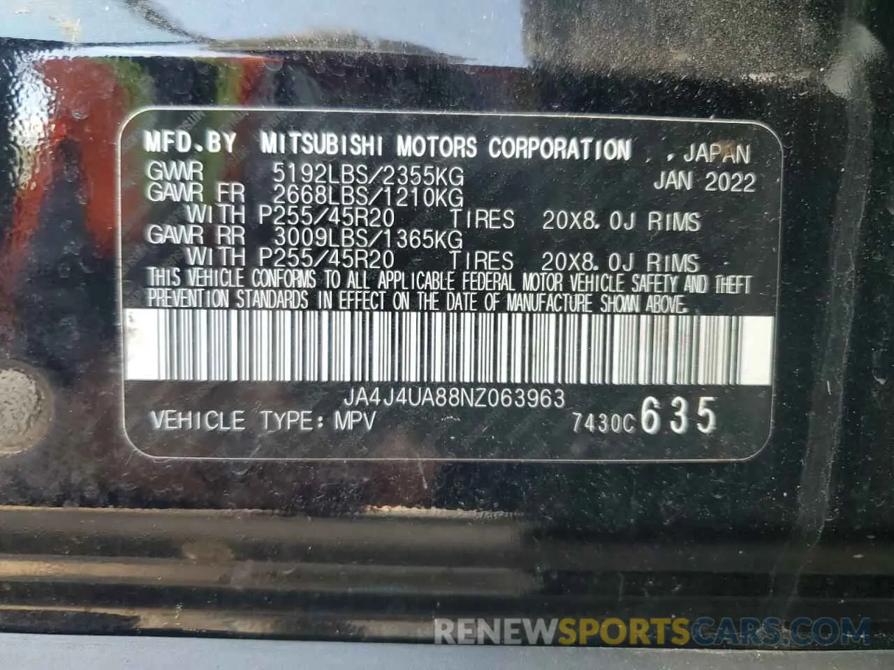 12 Фотография поврежденного автомобиля JA4J4UA88NZ063963 MITSUBISHI OUTLANDER 2022