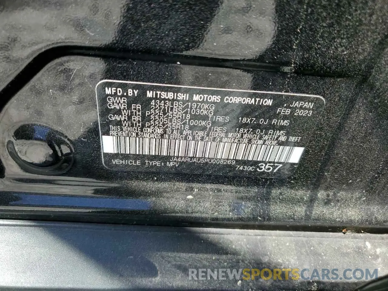 13 Photograph of a damaged car JA4ARUAU5PU008269 MITSUBISHI OUTLANDER 2023