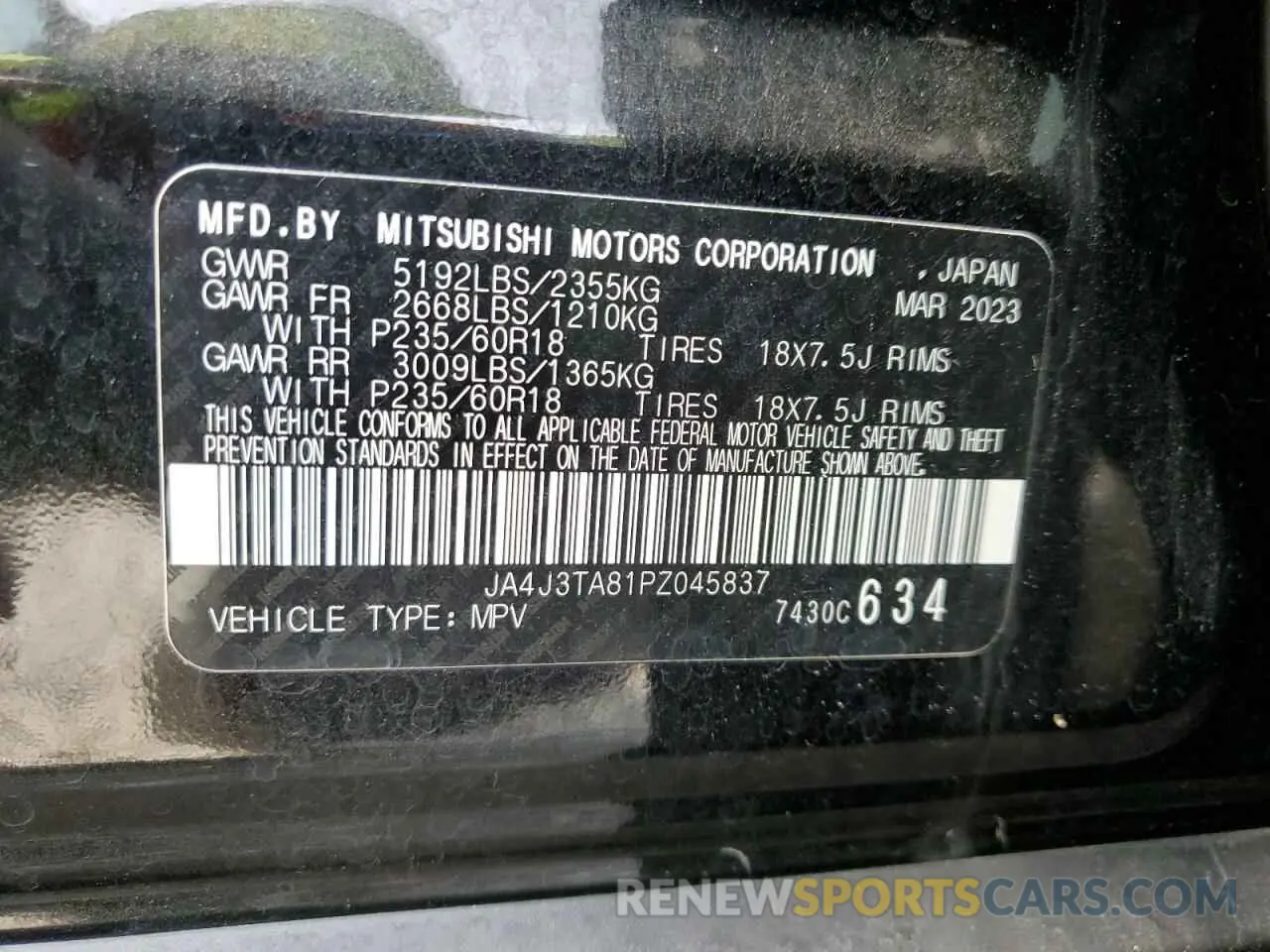 14 Фотография поврежденного автомобиля JA4J3TA81PZ045837 MITSUBISHI OUTLANDER 2023
