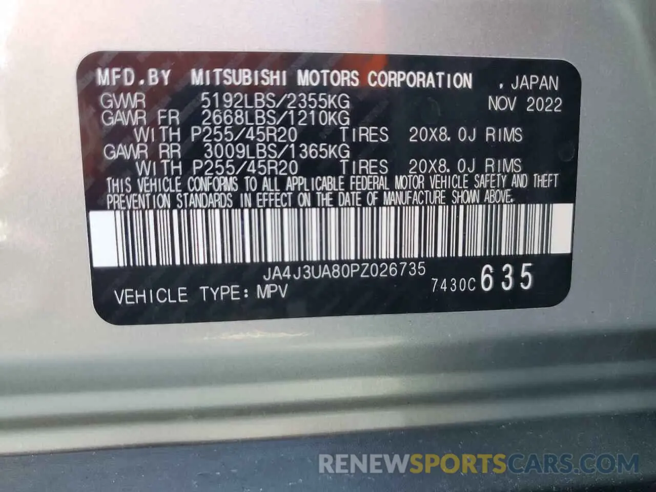 13 Фотография поврежденного автомобиля JA4J3UA80PZ026735 MITSUBISHI OUTLANDER 2023