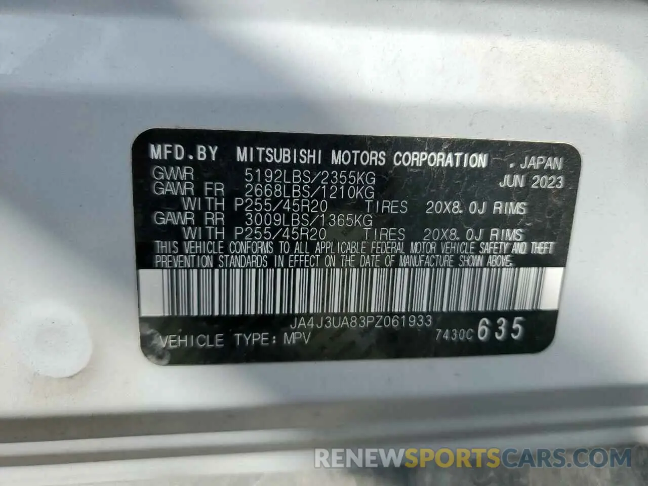 14 Photograph of a damaged car JA4J3UA83PZ061933 MITSUBISHI OUTLANDER 2023