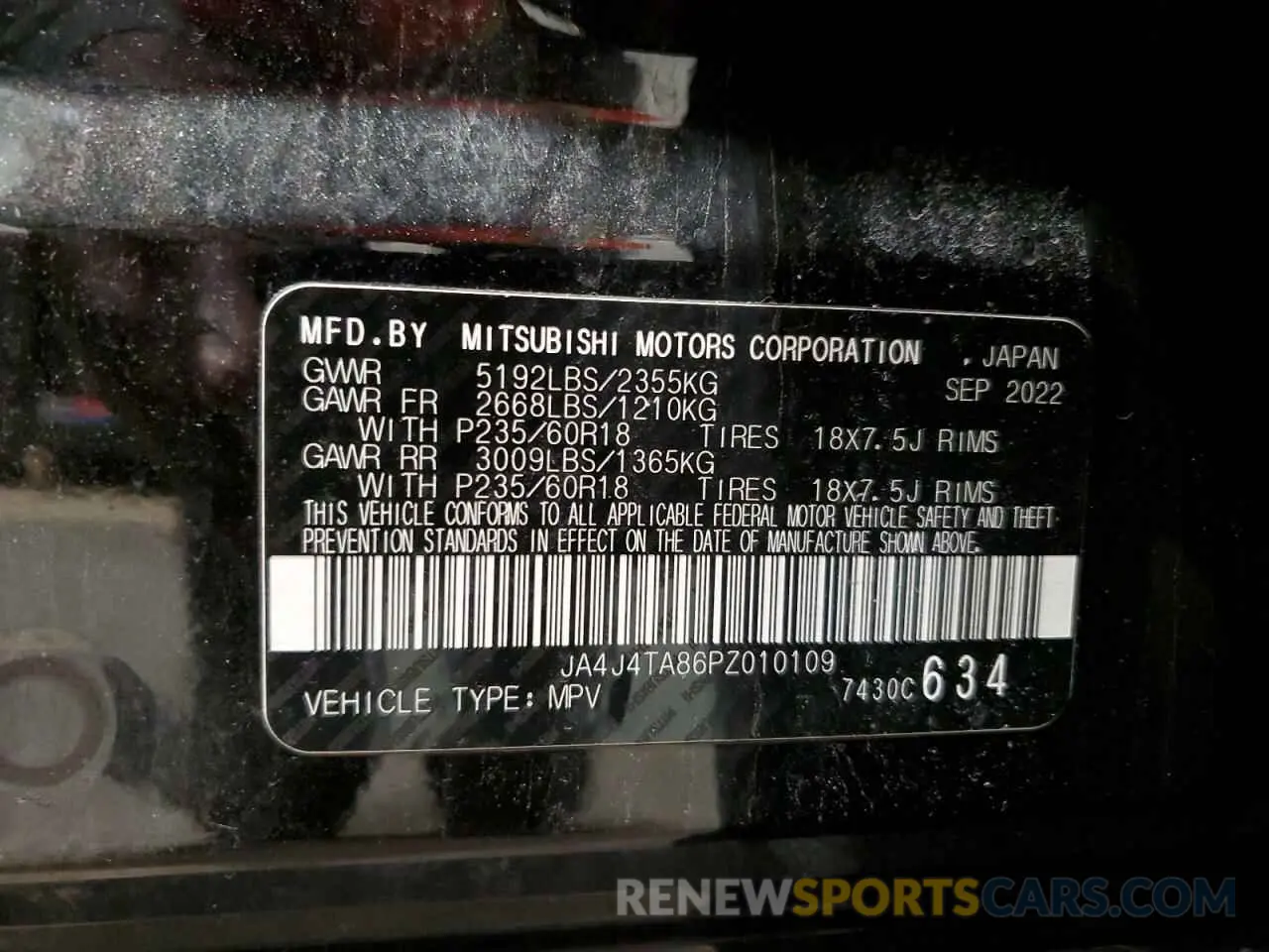14 Photograph of a damaged car JA4J4TA86PZ010109 MITSUBISHI OUTLANDER 2023