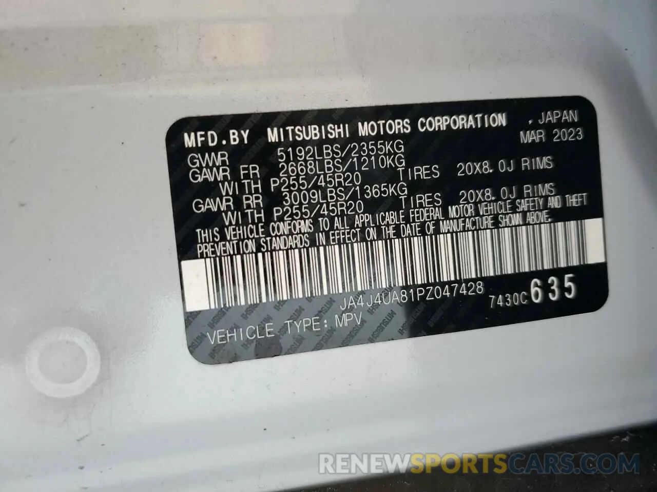 14 Фотография поврежденного автомобиля JA4J4UA81PZ047428 MITSUBISHI OUTLANDER 2023