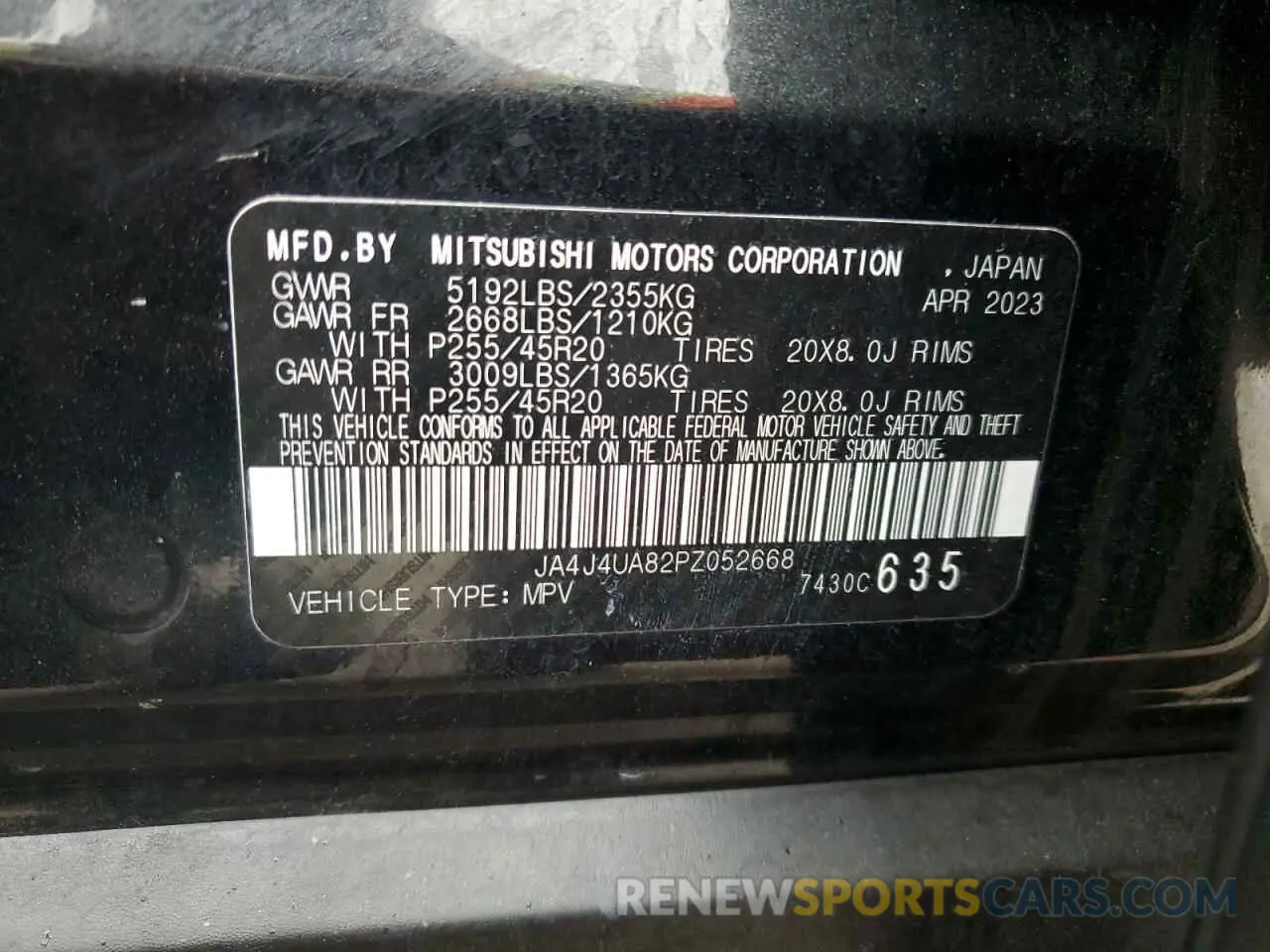 14 Photograph of a damaged car JA4J4UA82PZ052668 MITSUBISHI OUTLANDER 2023