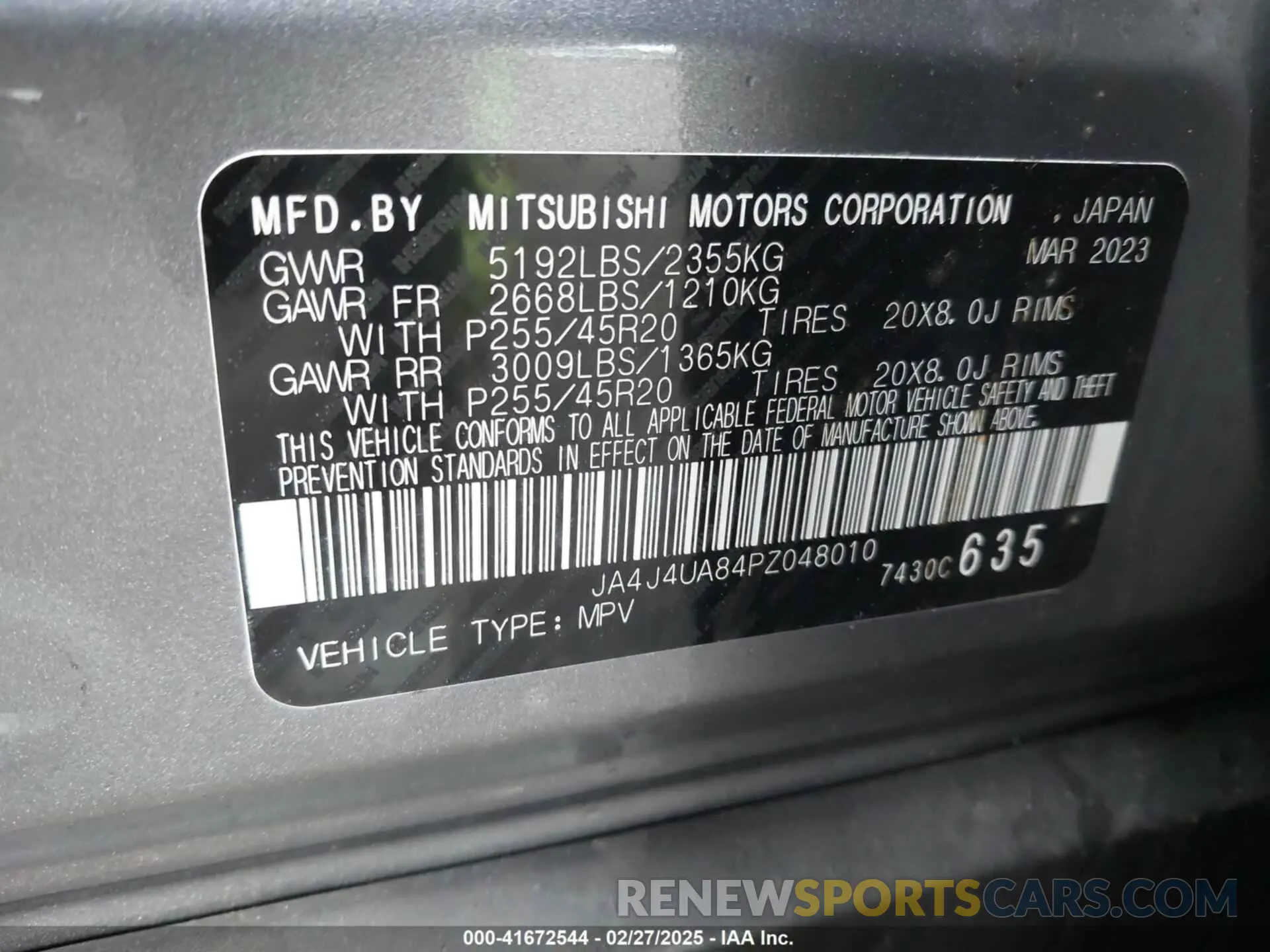 9 Фотография поврежденного автомобиля JA4J4UA84PZ048010 MITSUBISHI OUTLANDER 2023