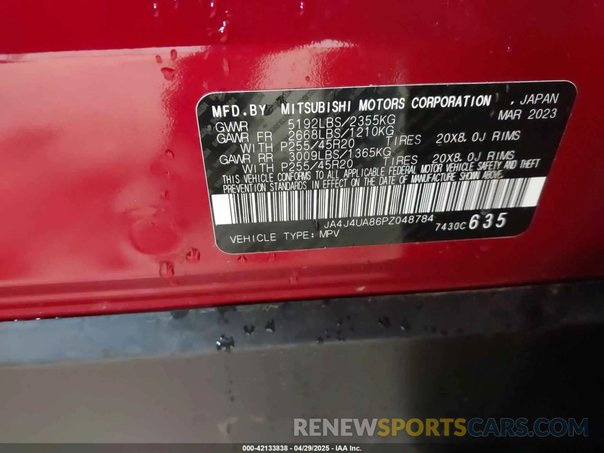 9 Фотография поврежденного автомобиля JA4J4UA86PZ048784 MITSUBISHI OUTLANDER 2023