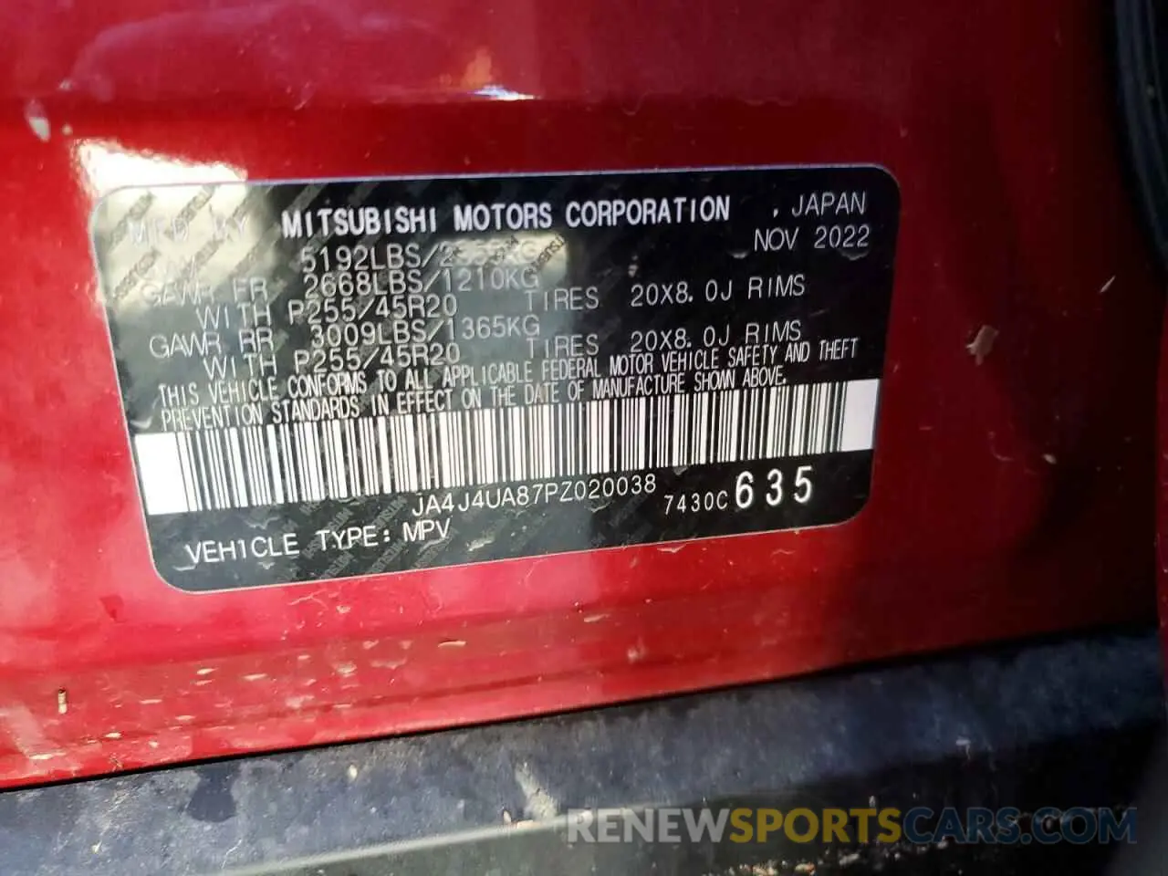 14 Фотография поврежденного автомобиля JA4J4UA87PZ020038 MITSUBISHI OUTLANDER 2023