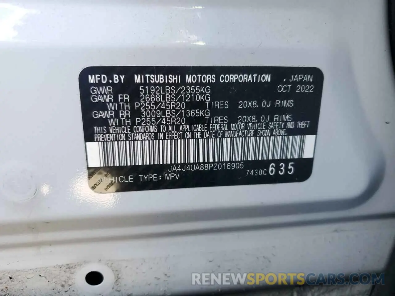 13 Photograph of a damaged car JA4J4UA88PZ016905 MITSUBISHI OUTLANDER 2023