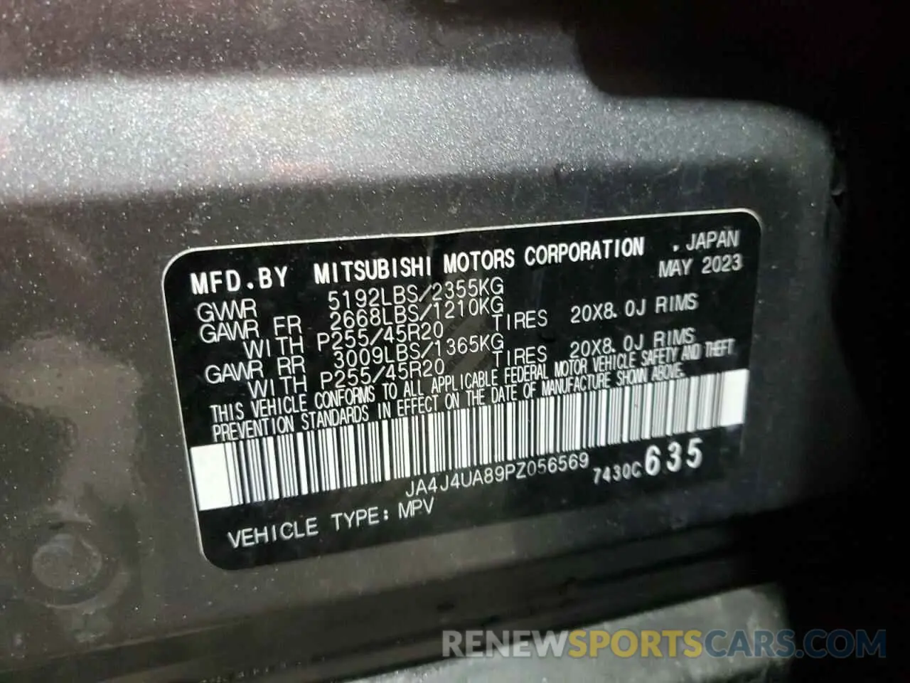 13 Photograph of a damaged car JA4J4UA89PZ056569 MITSUBISHI OUTLANDER 2023
