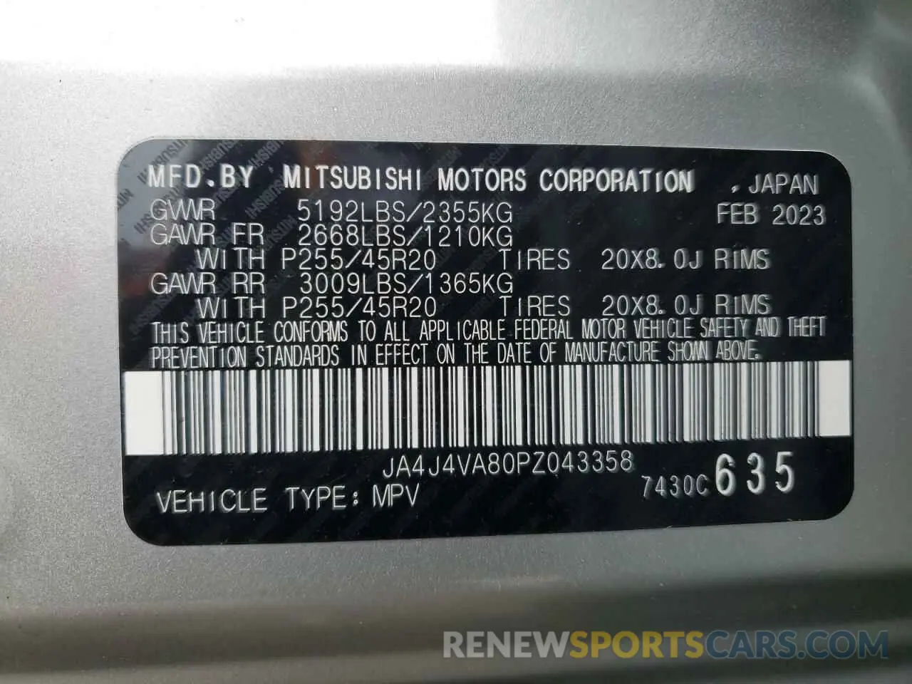 13 Фотография поврежденного автомобиля JA4J4VA80PZ043358 MITSUBISHI OUTLANDER 2023