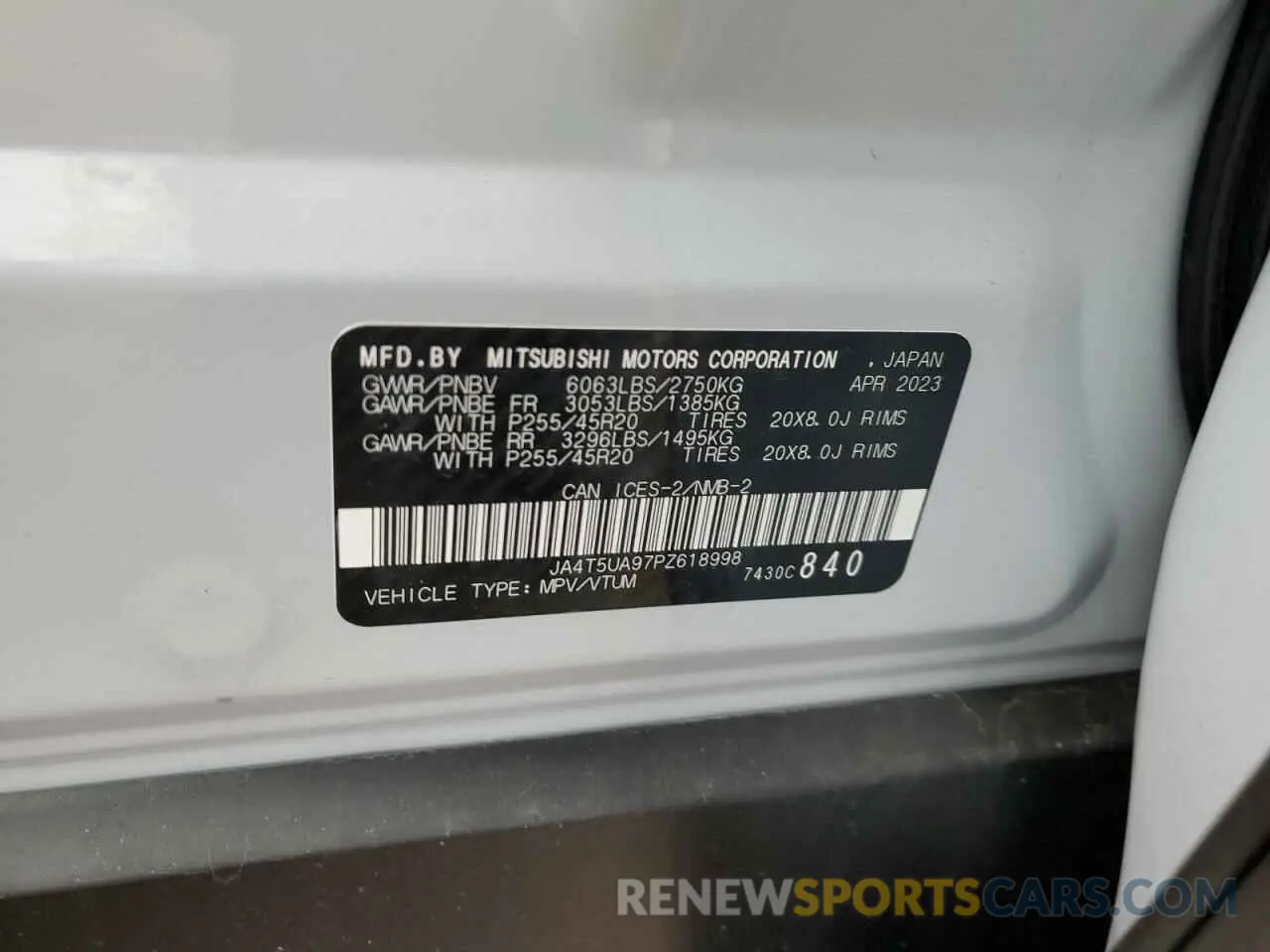 14 Photograph of a damaged car JA4T5UA97PZ618998 MITSUBISHI OUTLANDER 2023