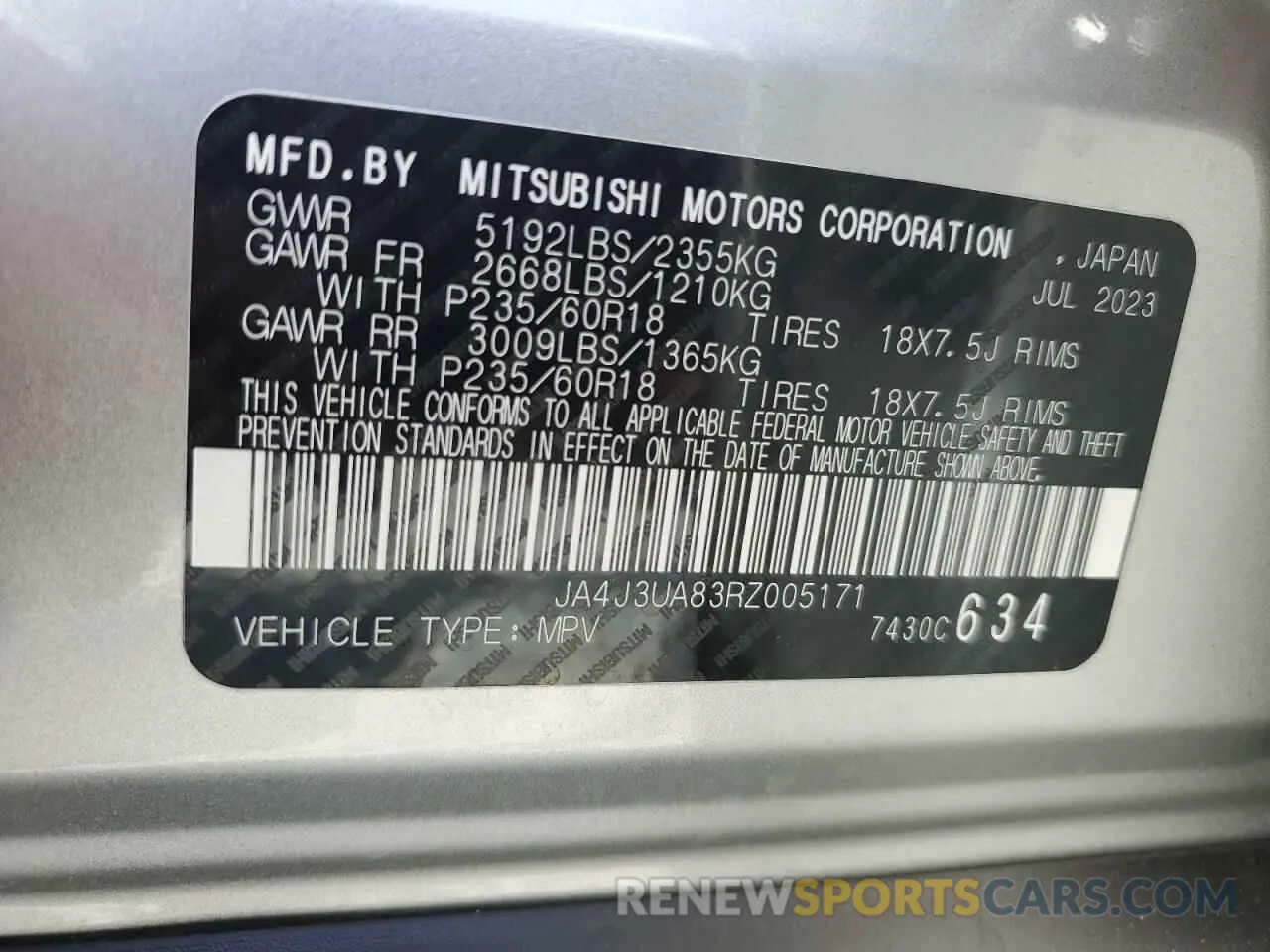 13 Photograph of a damaged car JA4J3UA83RZ005171 MITSUBISHI OUTLANDER 2024
