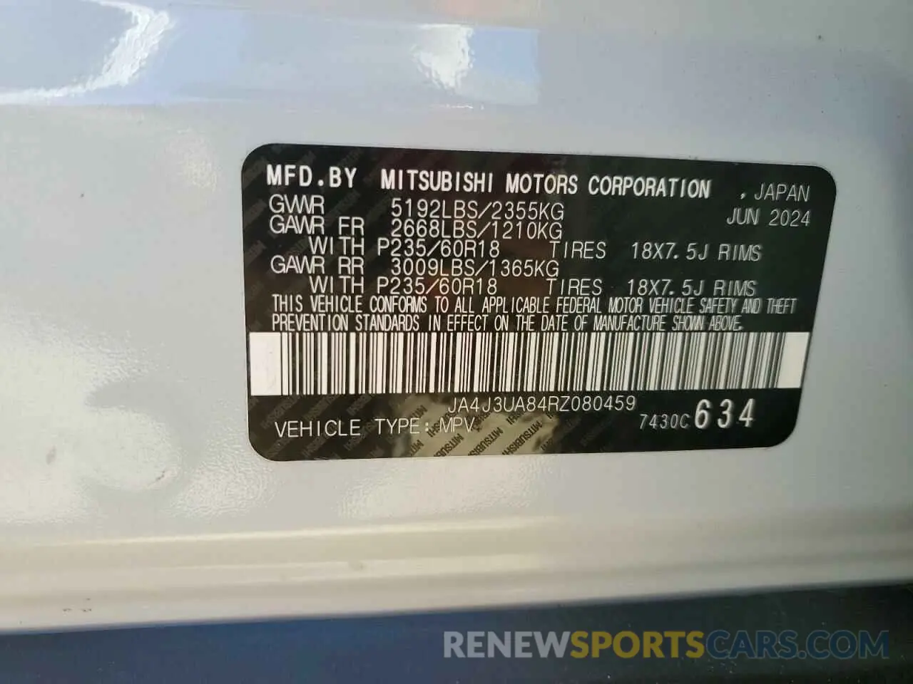 13 Фотография поврежденного автомобиля JA4J3UA84RZ080459 MITSUBISHI OUTLANDER 2024