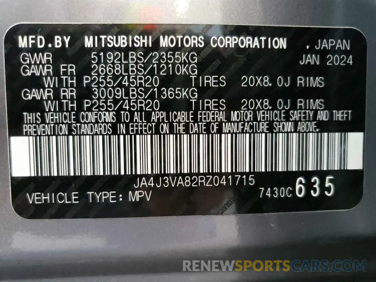 13 Photograph of a damaged car JA4J3VA82RZ041715 MITSUBISHI OUTLANDER 2024