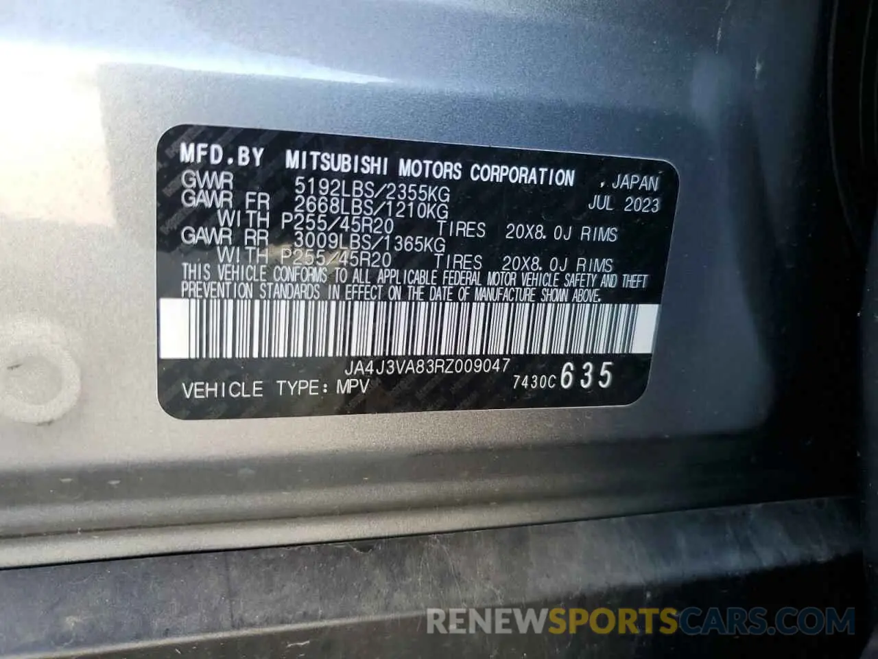 12 Photograph of a damaged car JA4J3VA83RZ009047 MITSUBISHI OUTLANDER 2024