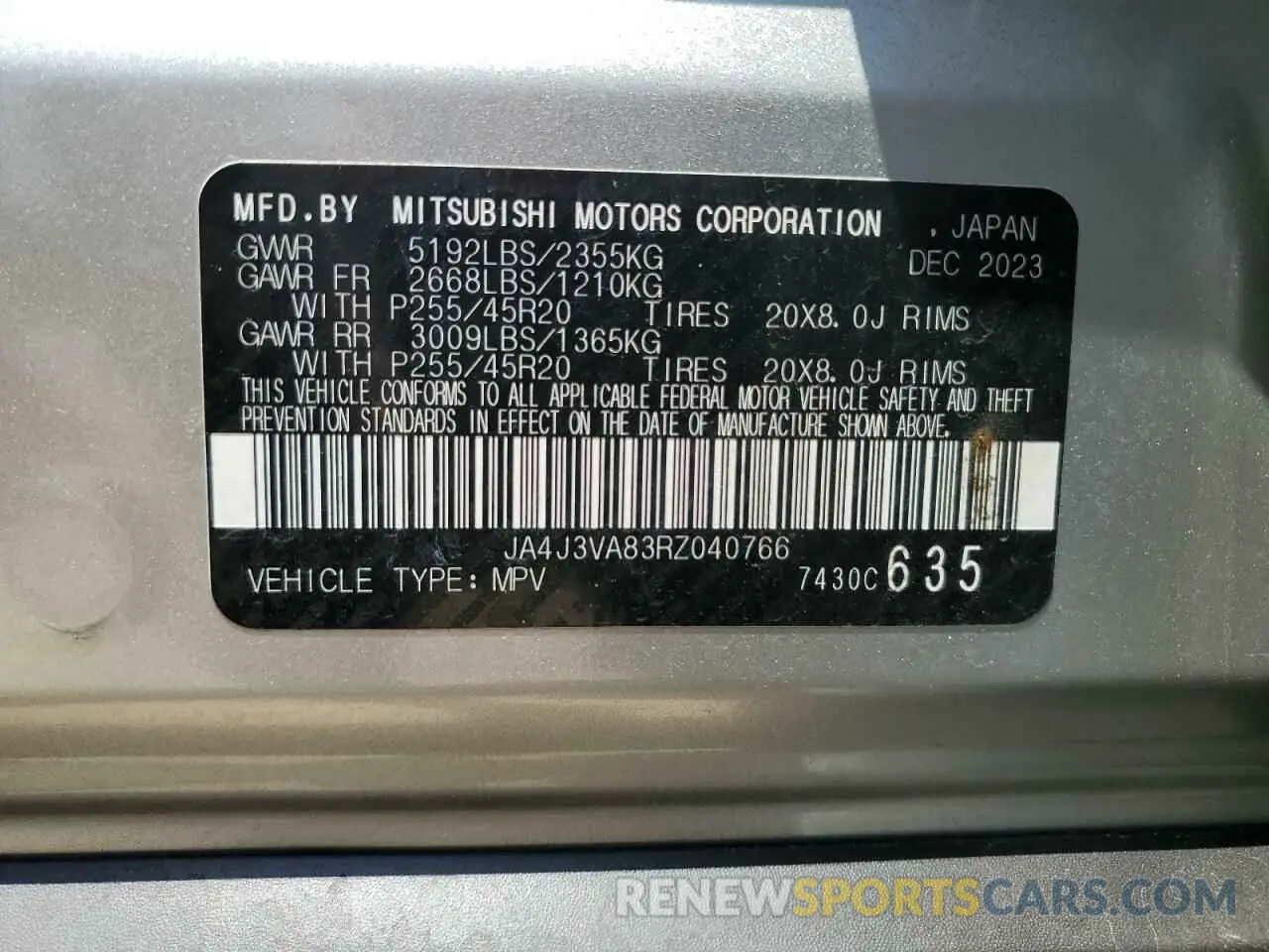 13 Фотография поврежденного автомобиля JA4J3VA83RZ040766 MITSUBISHI OUTLANDER 2024