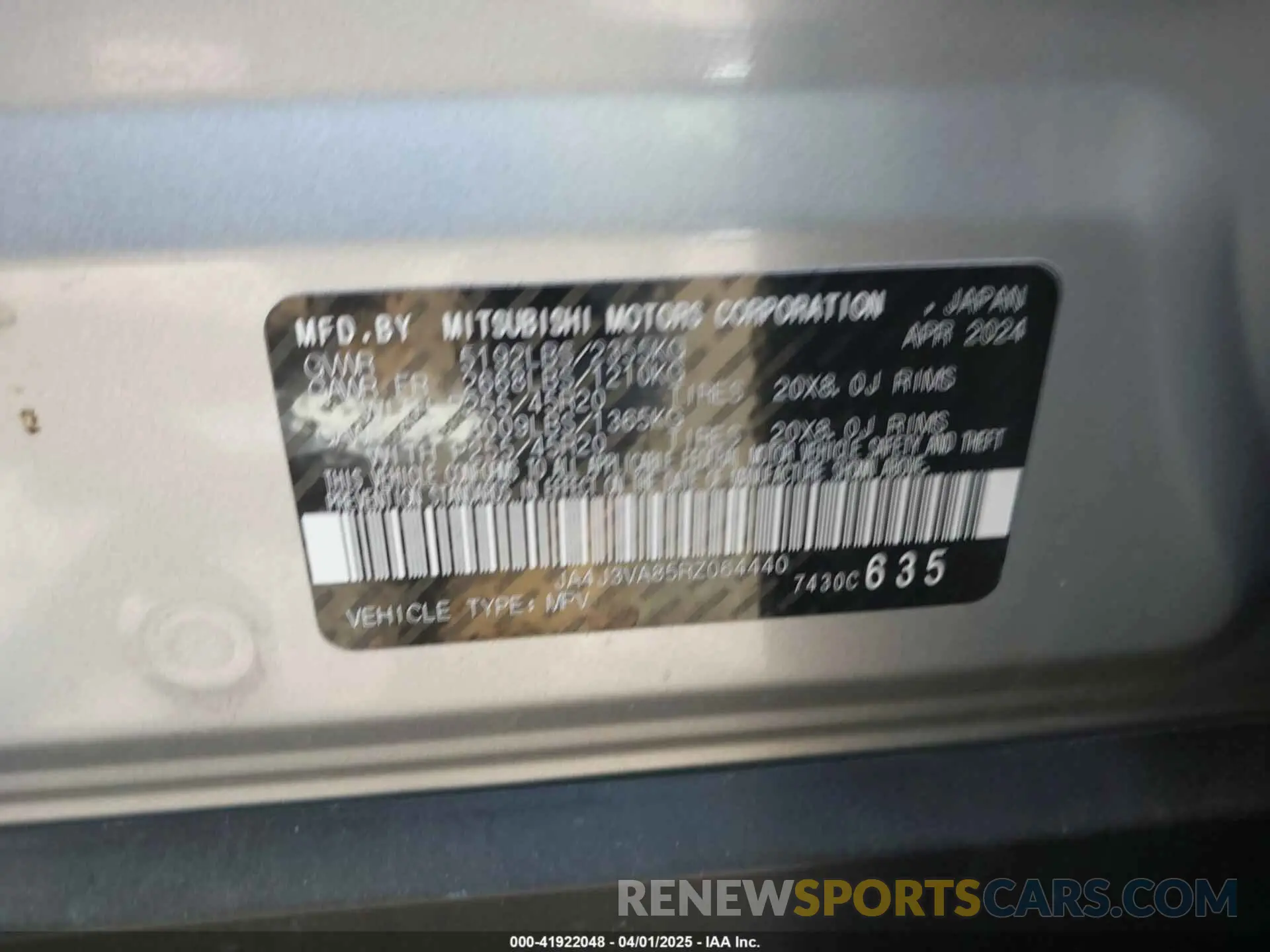 9 Фотография поврежденного автомобиля JA4J3VA85RZ064440 MITSUBISHI OUTLANDER 2024