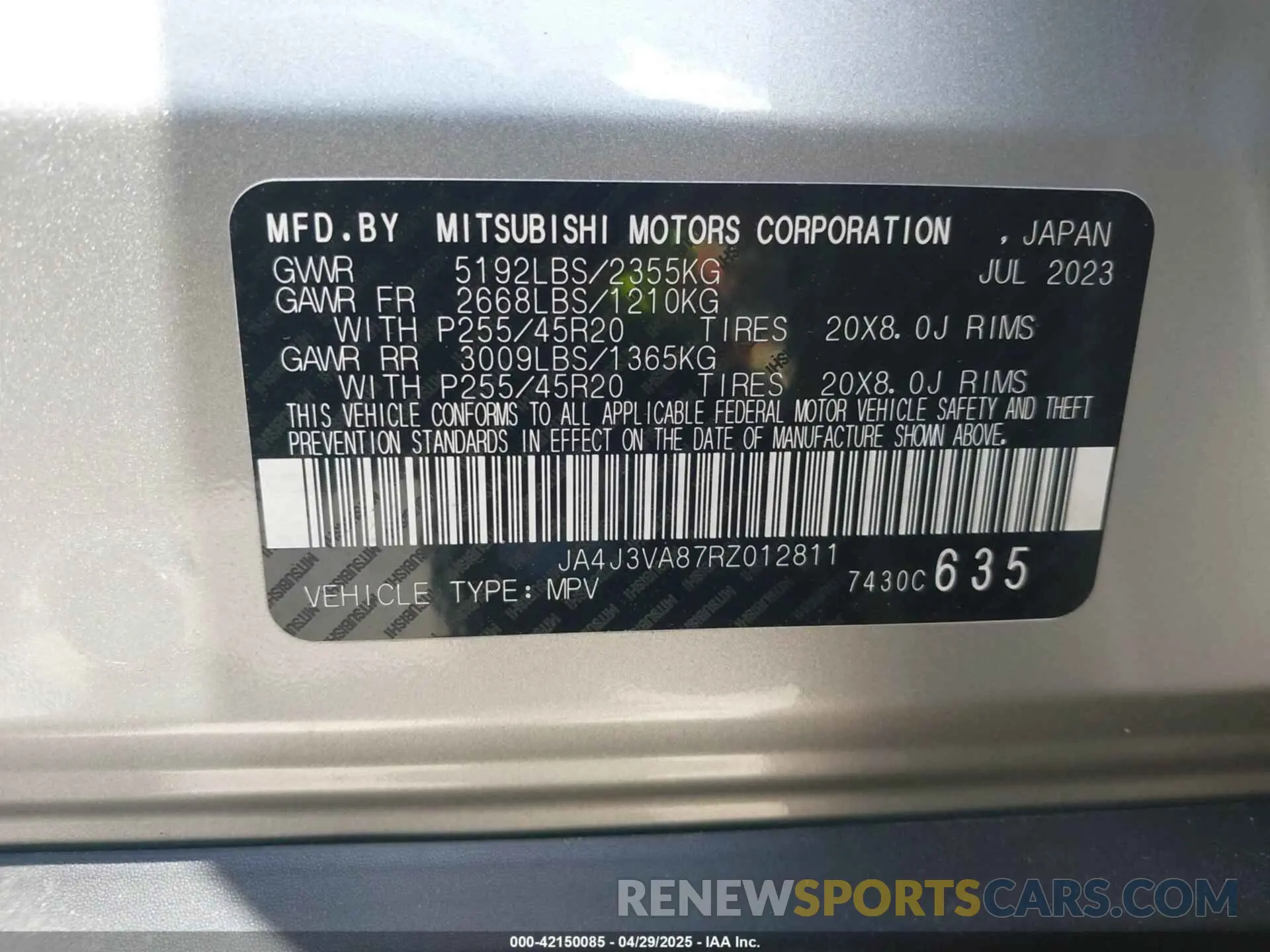 9 Фотография поврежденного автомобиля JA4J3VA87RZ012811 MITSUBISHI OUTLANDER 2024