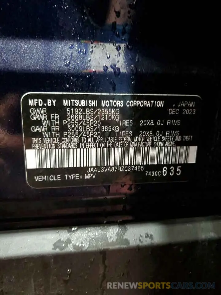 14 Photograph of a damaged car JA4J3VA87RZ037465 MITSUBISHI OUTLANDER 2024