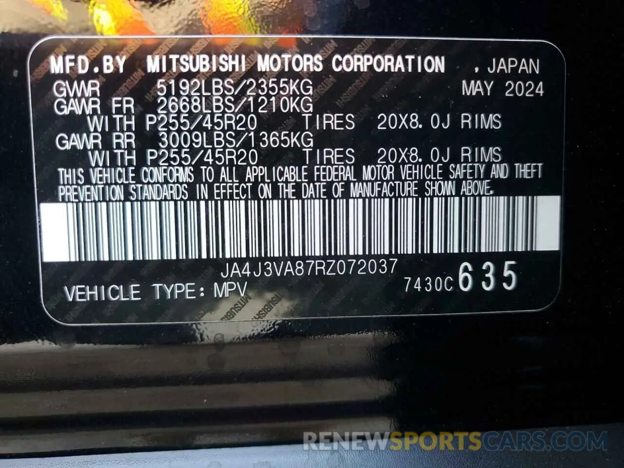13 Фотография поврежденного автомобиля JA4J3VA87RZ072037 MITSUBISHI OUTLANDER 2024