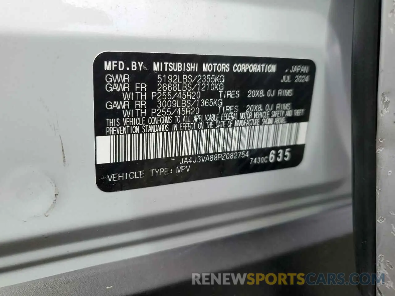 14 Фотография поврежденного автомобиля JA4J3VA88RZ082754 MITSUBISHI OUTLANDER 2024