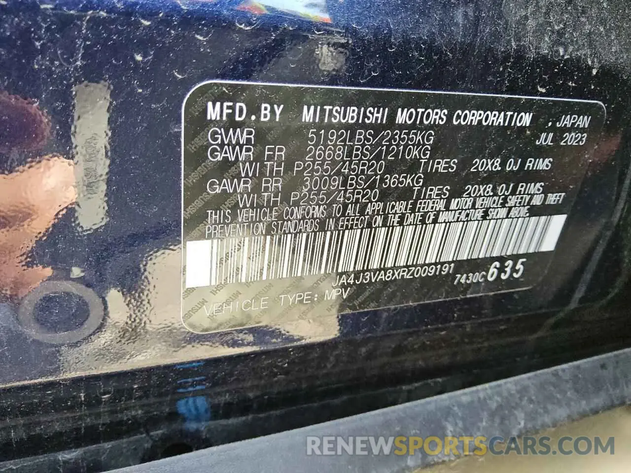 13 Photograph of a damaged car JA4J3VA8XRZ009191 MITSUBISHI OUTLANDER 2024