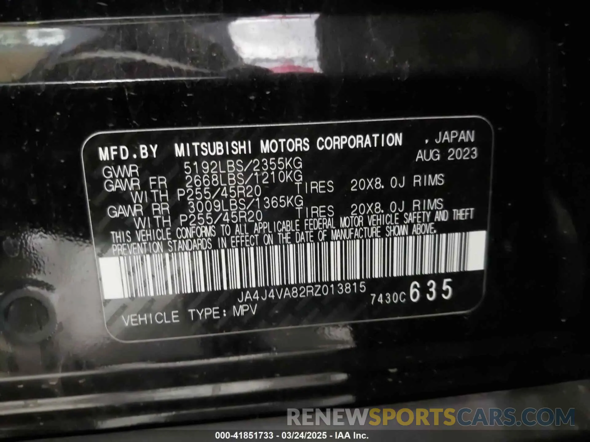 9 Фотография поврежденного автомобиля JA4J4VA82RZ013815 MITSUBISHI OUTLANDER 2024
