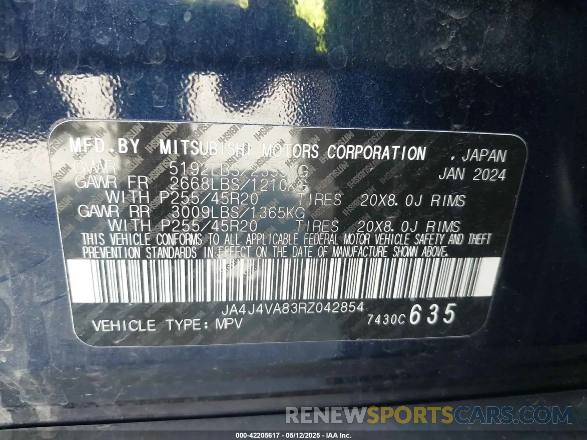 9 Фотография поврежденного автомобиля JA4J4VA83RZ042854 MITSUBISHI OUTLANDER 2024