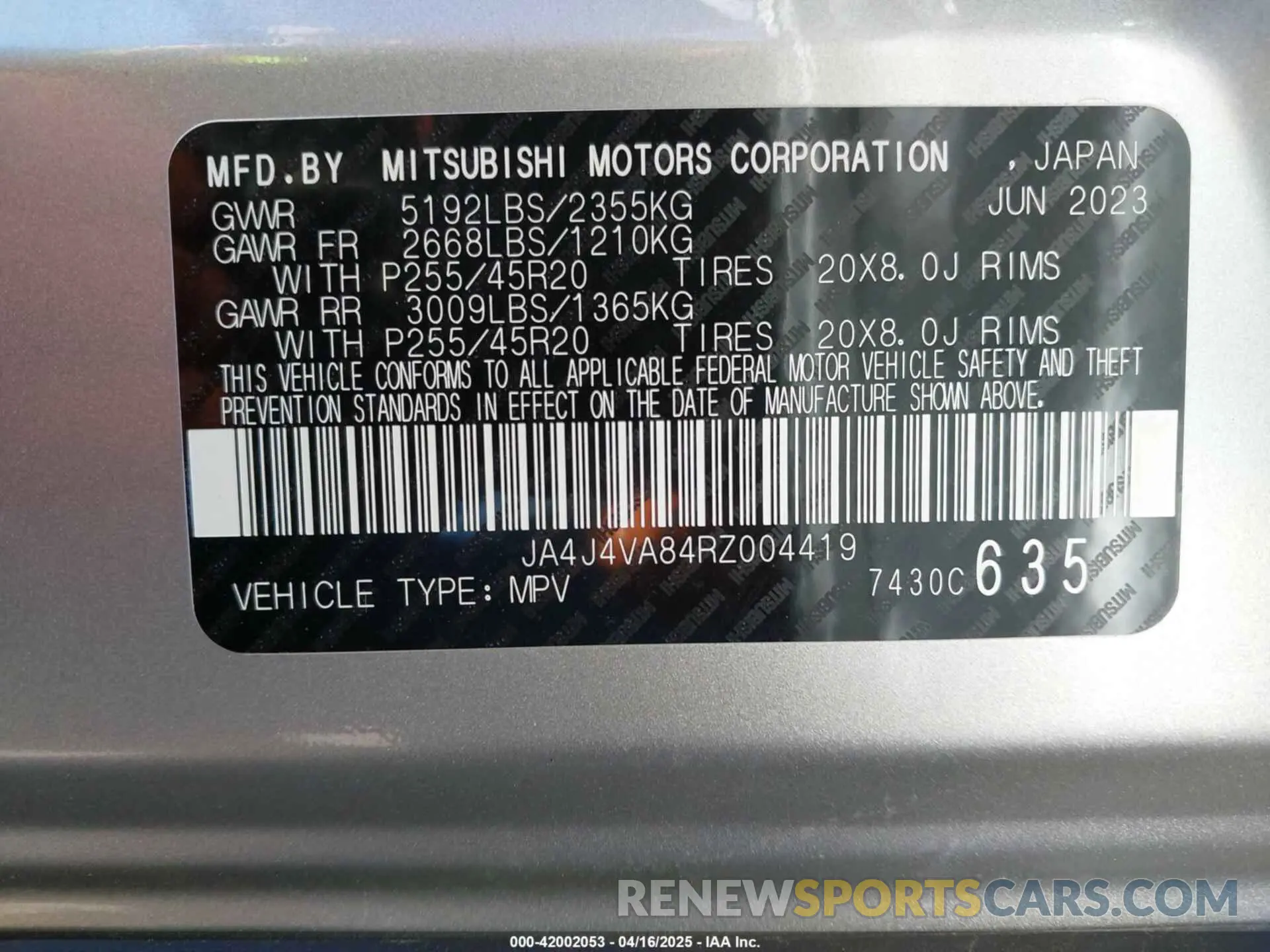 9 Фотография поврежденного автомобиля JA4J4VA84RZ004419 MITSUBISHI OUTLANDER 2024