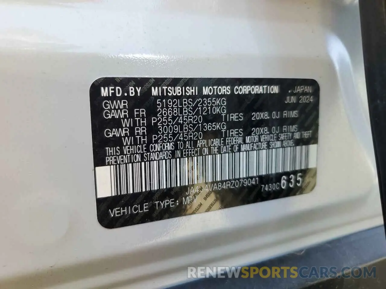 15 Photograph of a damaged car JA4J4VA84RZ079041 MITSUBISHI OUTLANDER 2024
