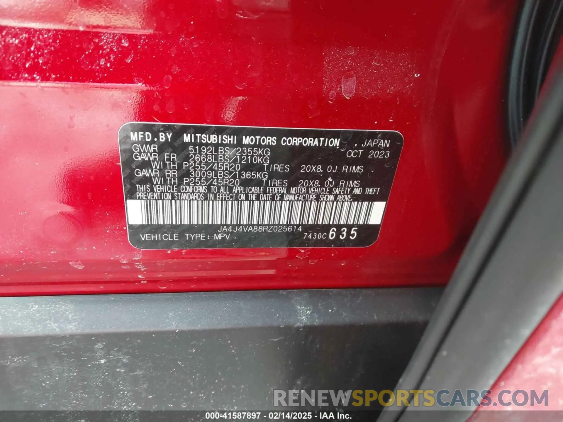 9 Фотография поврежденного автомобиля JA4J4VA88RZ025614 MITSUBISHI OUTLANDER 2024