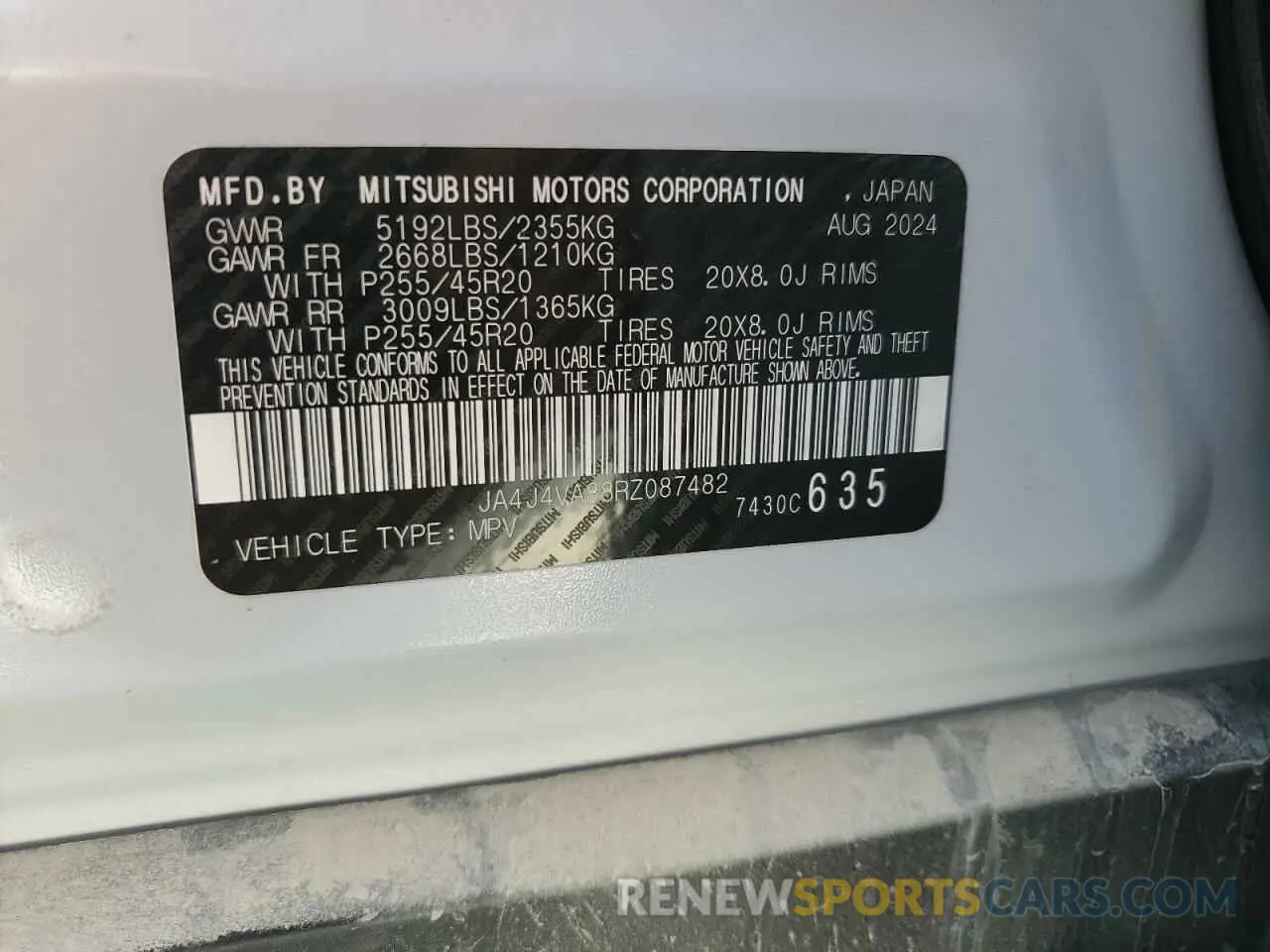 13 Photograph of a damaged car JA4J4VA88RZ087482 MITSUBISHI OUTLANDER 2024