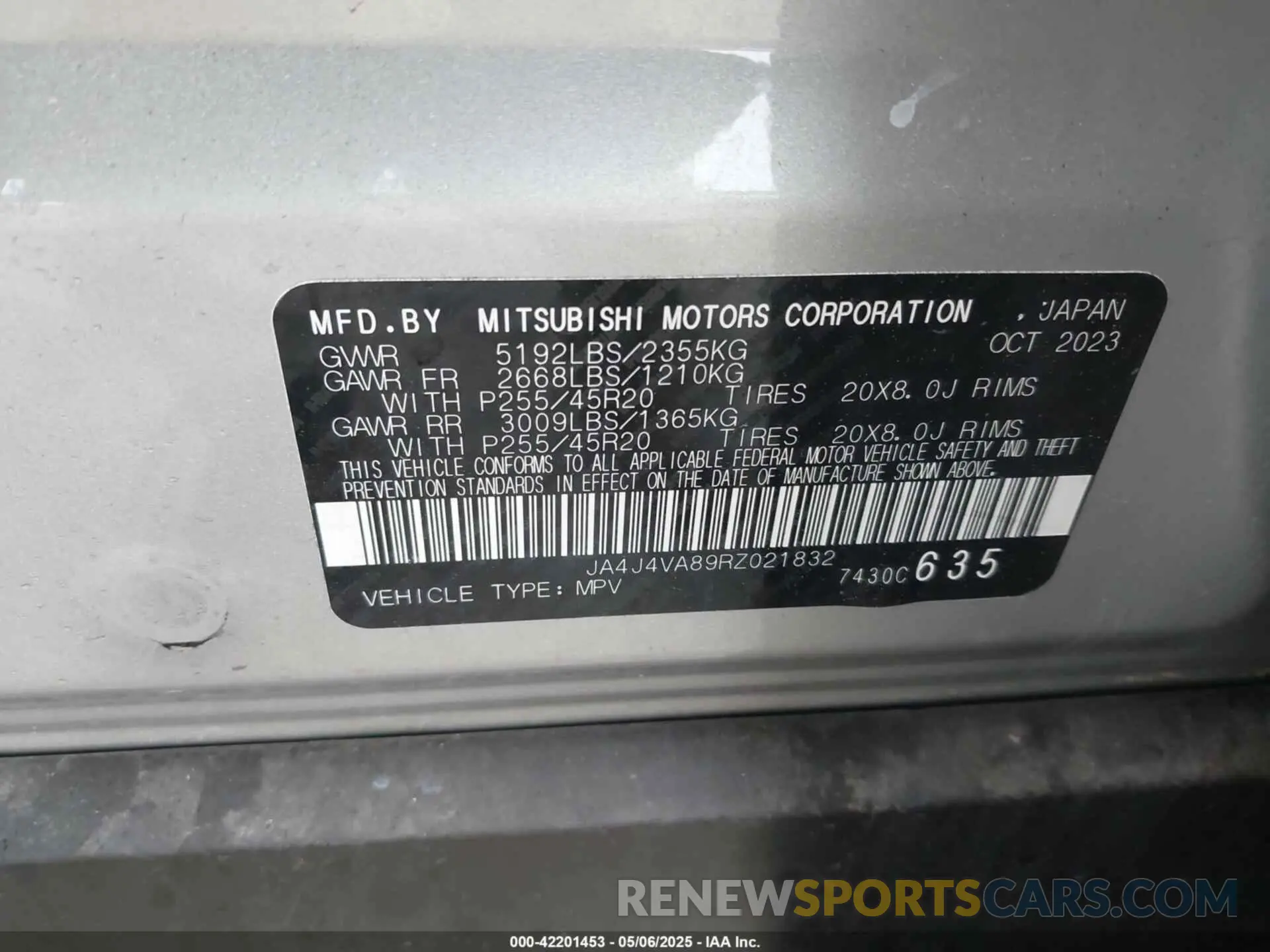 9 Фотография поврежденного автомобиля JA4J4VA89RZ021832 MITSUBISHI OUTLANDER 2024