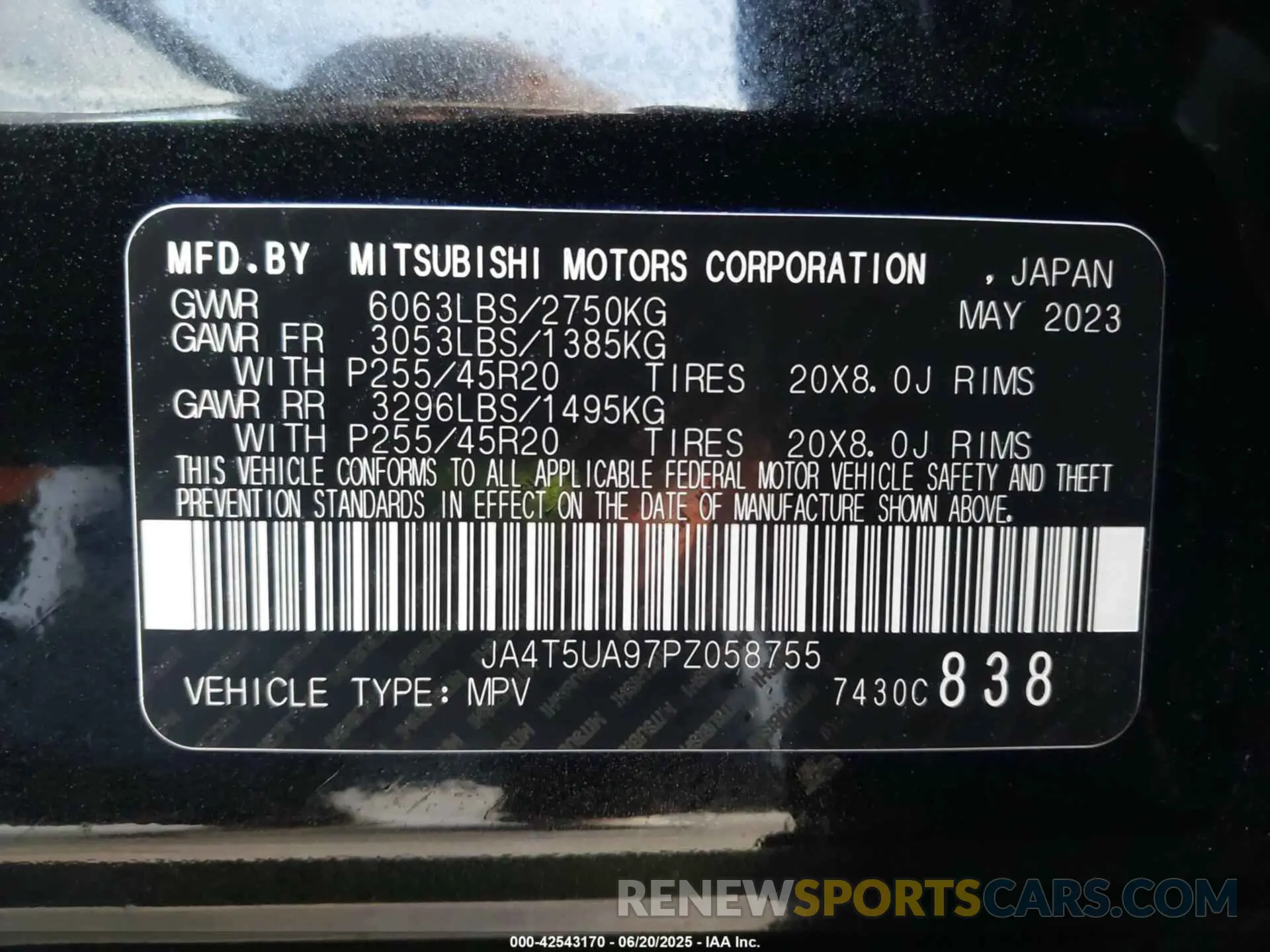 9 Photograph of a damaged car JA4T5UA97PZ058755 MITSUBISHI OUTLANDER PHEV 2023
