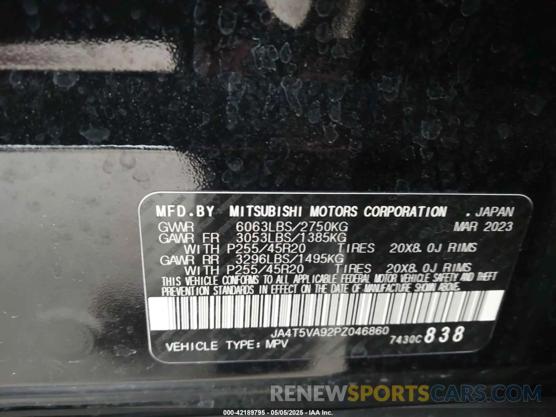 9 Photograph of a damaged car JA4T5VA92PZ046860 MITSUBISHI OUTLANDER PHEV 2023