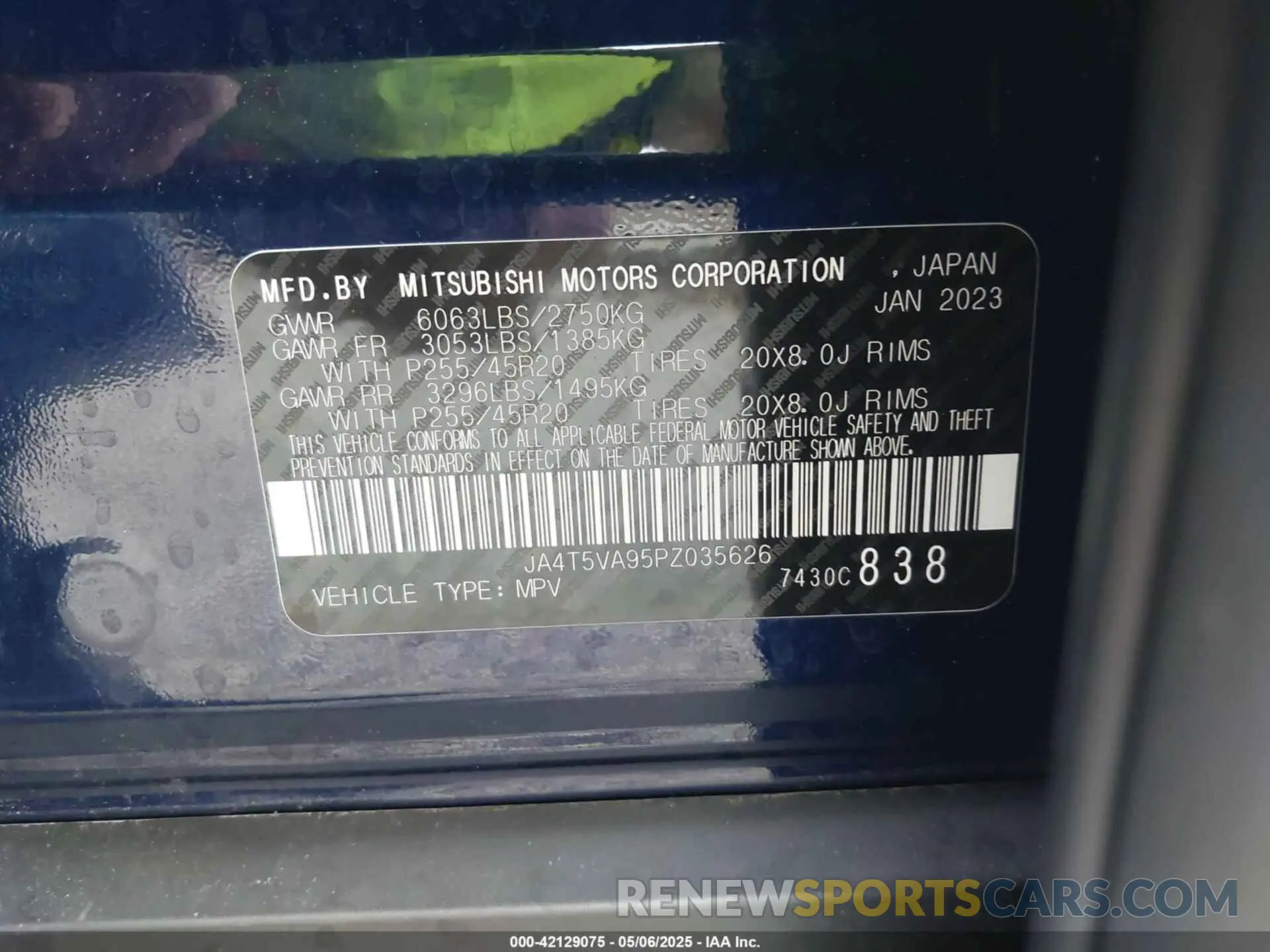 9 Фотография поврежденного автомобиля JA4T5VA95PZ035626 MITSUBISHI OUTLANDER PHEV 2023