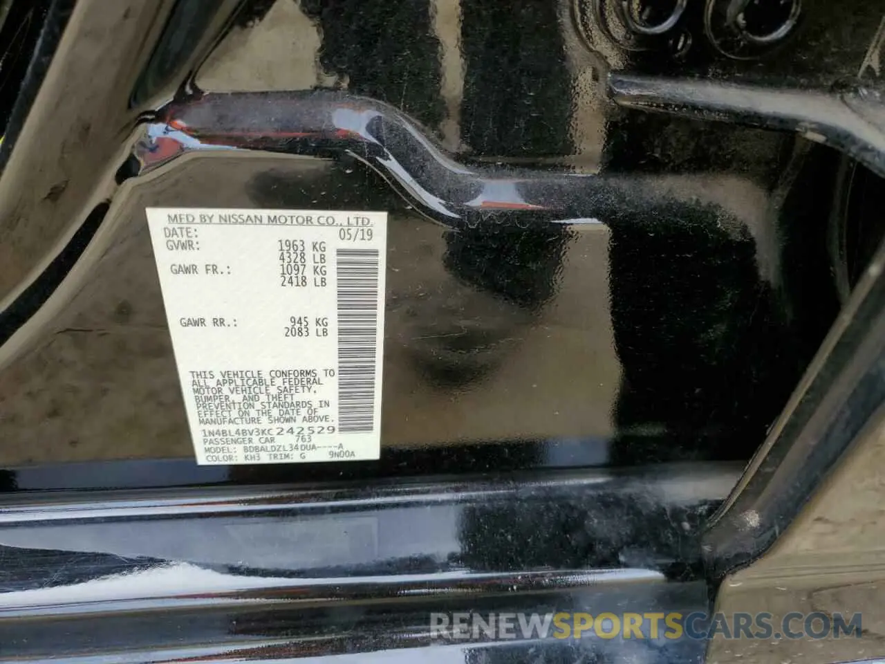 12 Фотография поврежденного автомобиля 1N4BL4BV3KC242529 NISSAN ALTIMA 2019