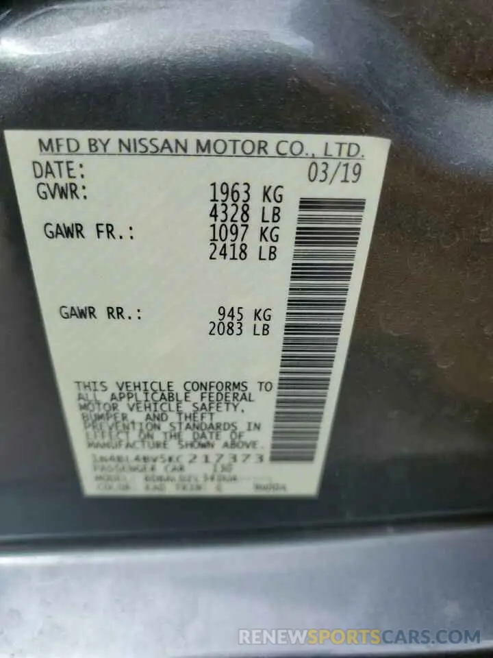 12 Photograph of a damaged car 1N4BL4BV5KC217373 NISSAN ALTIMA 2019
